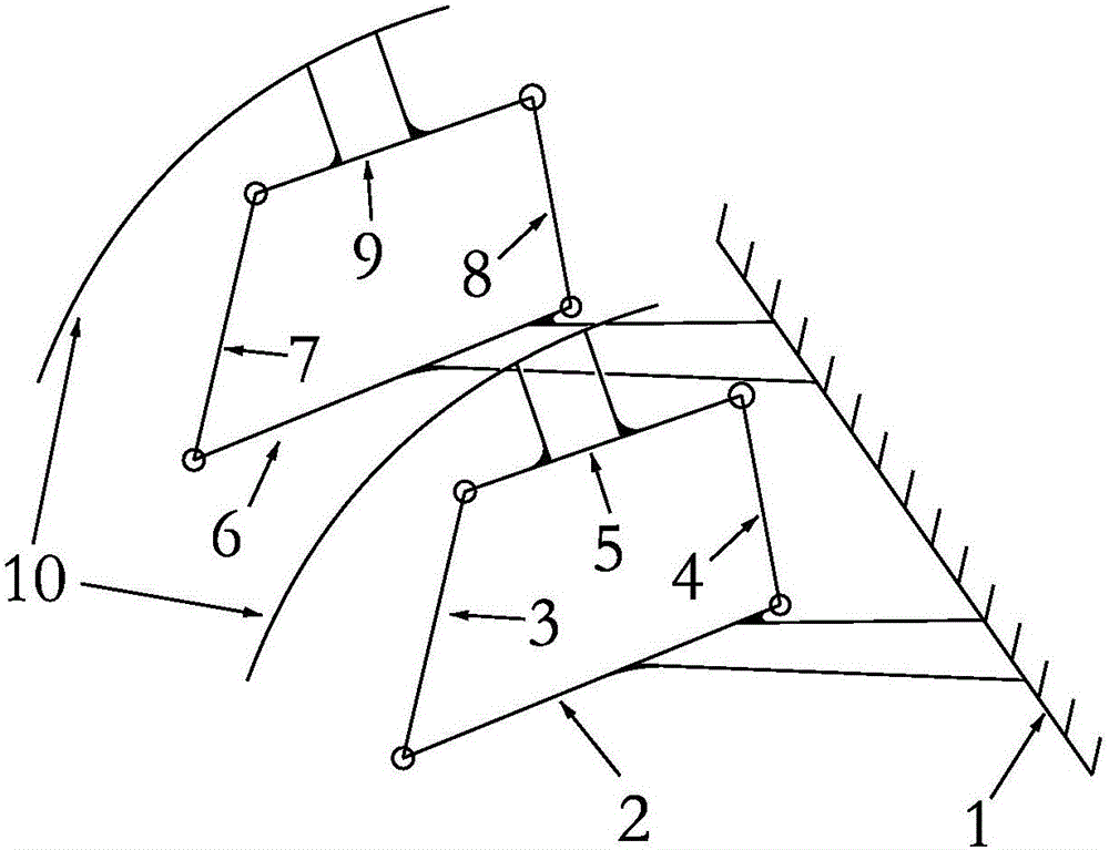 Four-link opening mechanism for aircraft radome