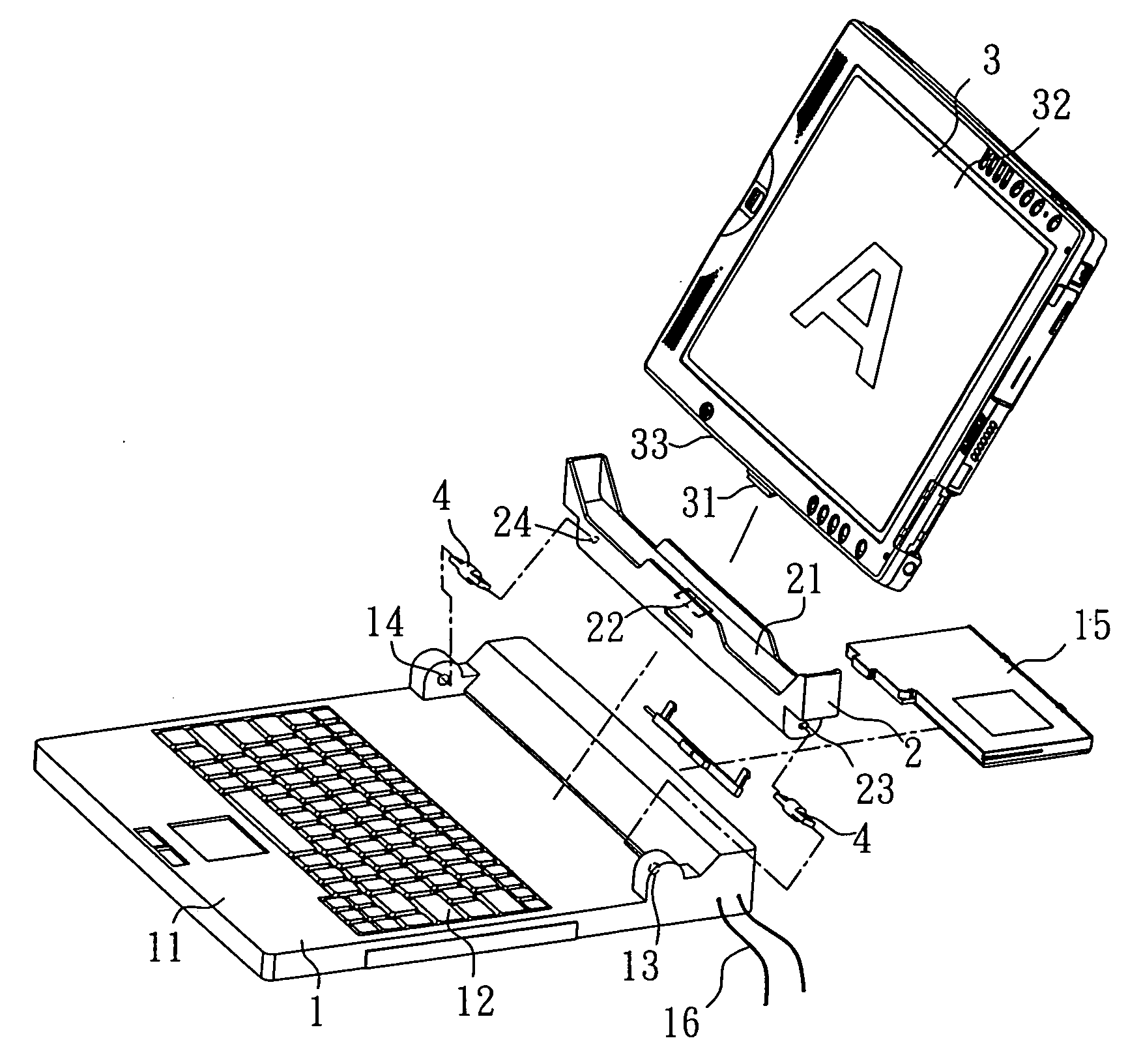 Portable computer and portable docking station arrangement