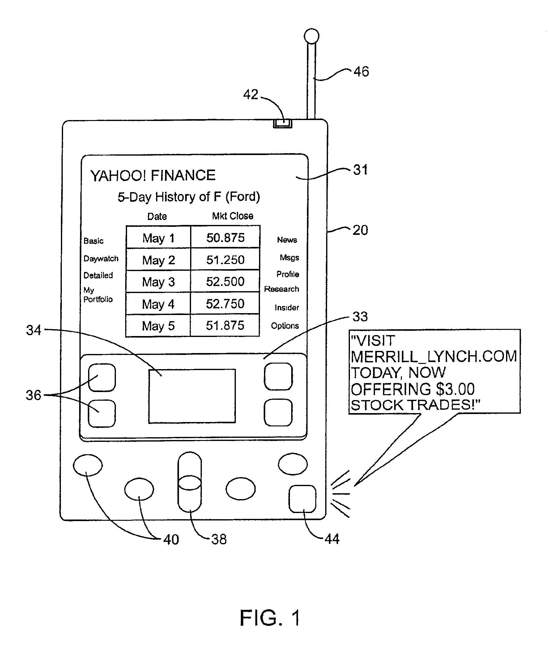 Method and system for playing associated audible advertisement simultaneously with the display of requested content on handheld devices and sending a visual warning when the audio channel is off