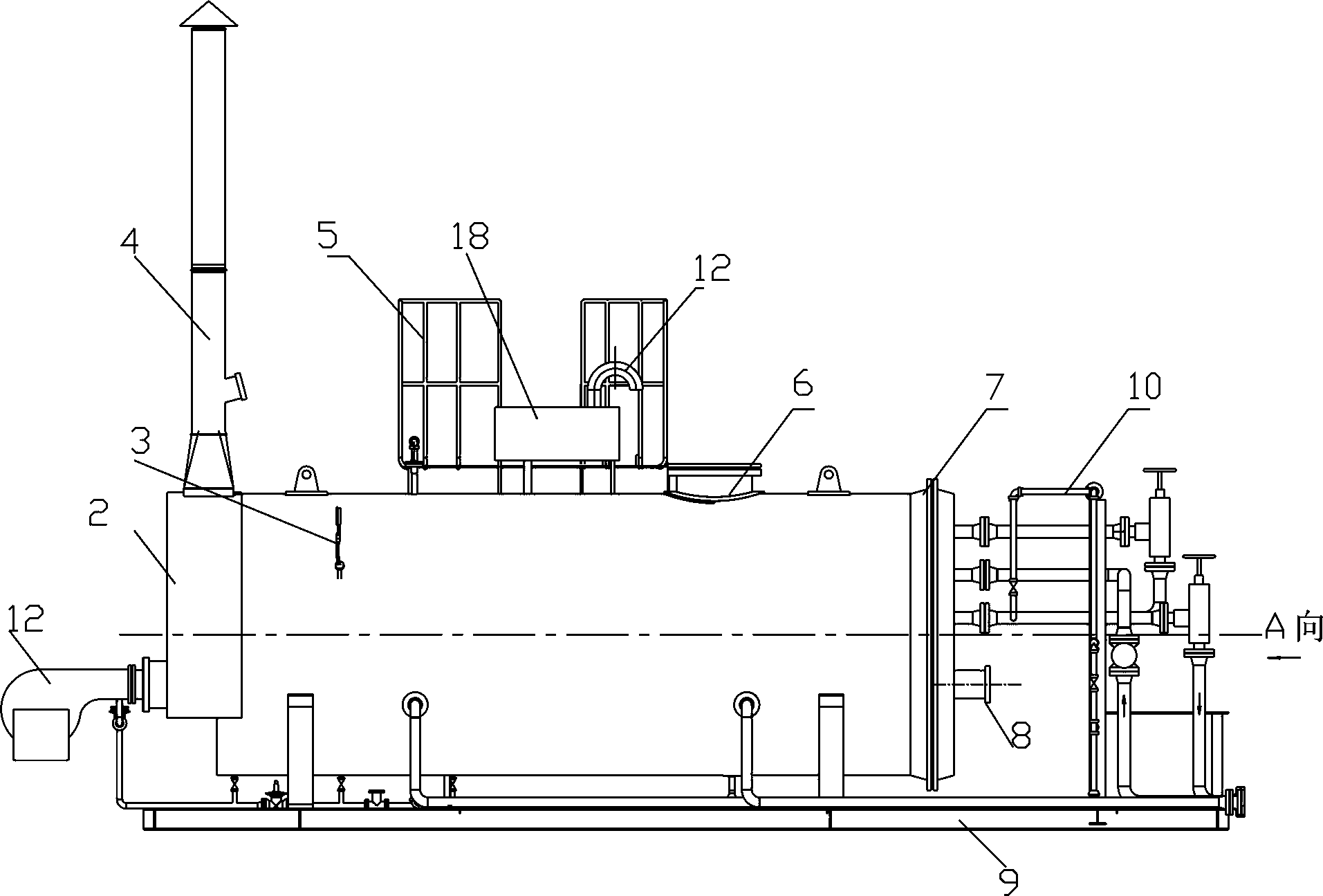 High-efficiency water bath skid-mounted shale gas heating furnace and heating method