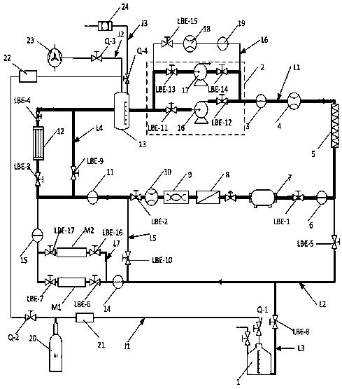 Experimental system for thermal-hydraulic characteristics and corrosive properties of liquid lead-bismuth alloy