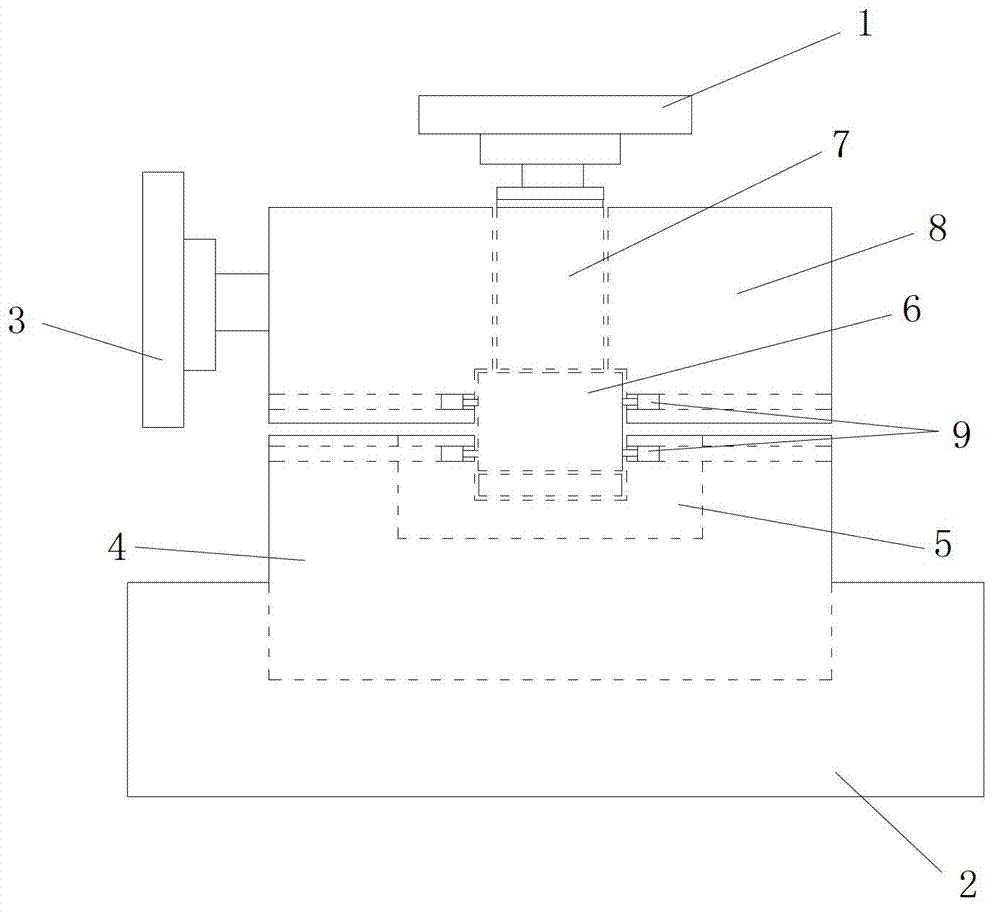 Acoustic emission test device for rock mechanics direct shear process