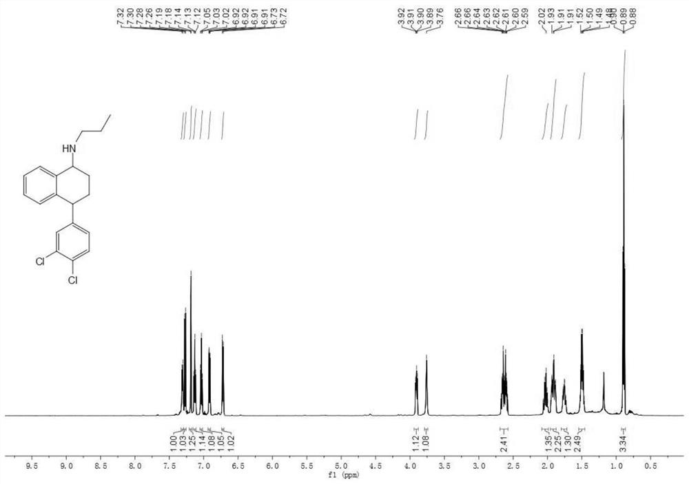 Sertraline side chain amino structure derivative as well as preparation method and application thereof