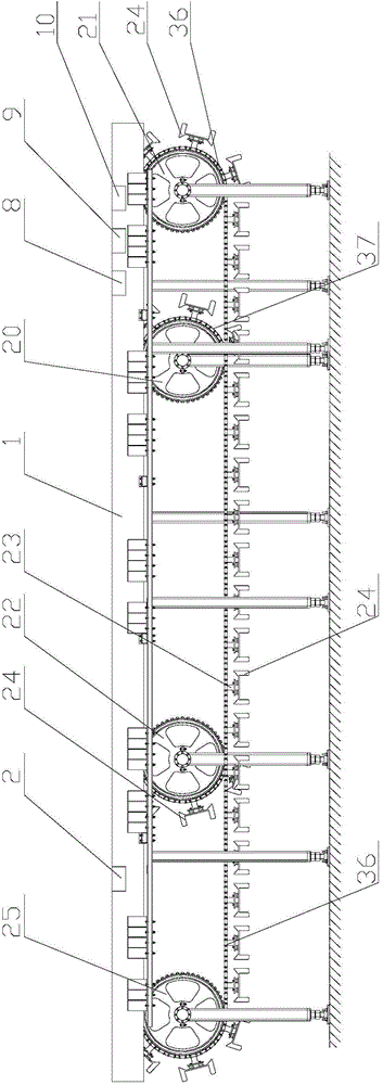 Batch feeding and replenishing device and feeding and replenishing method for plate-mounted materials