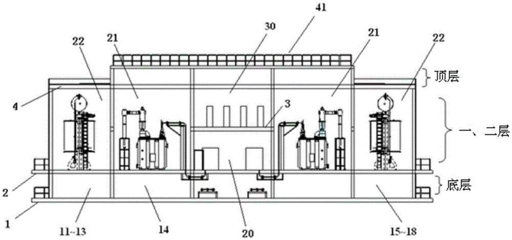 An offshore platform for an AC booster station in an offshore wind farm