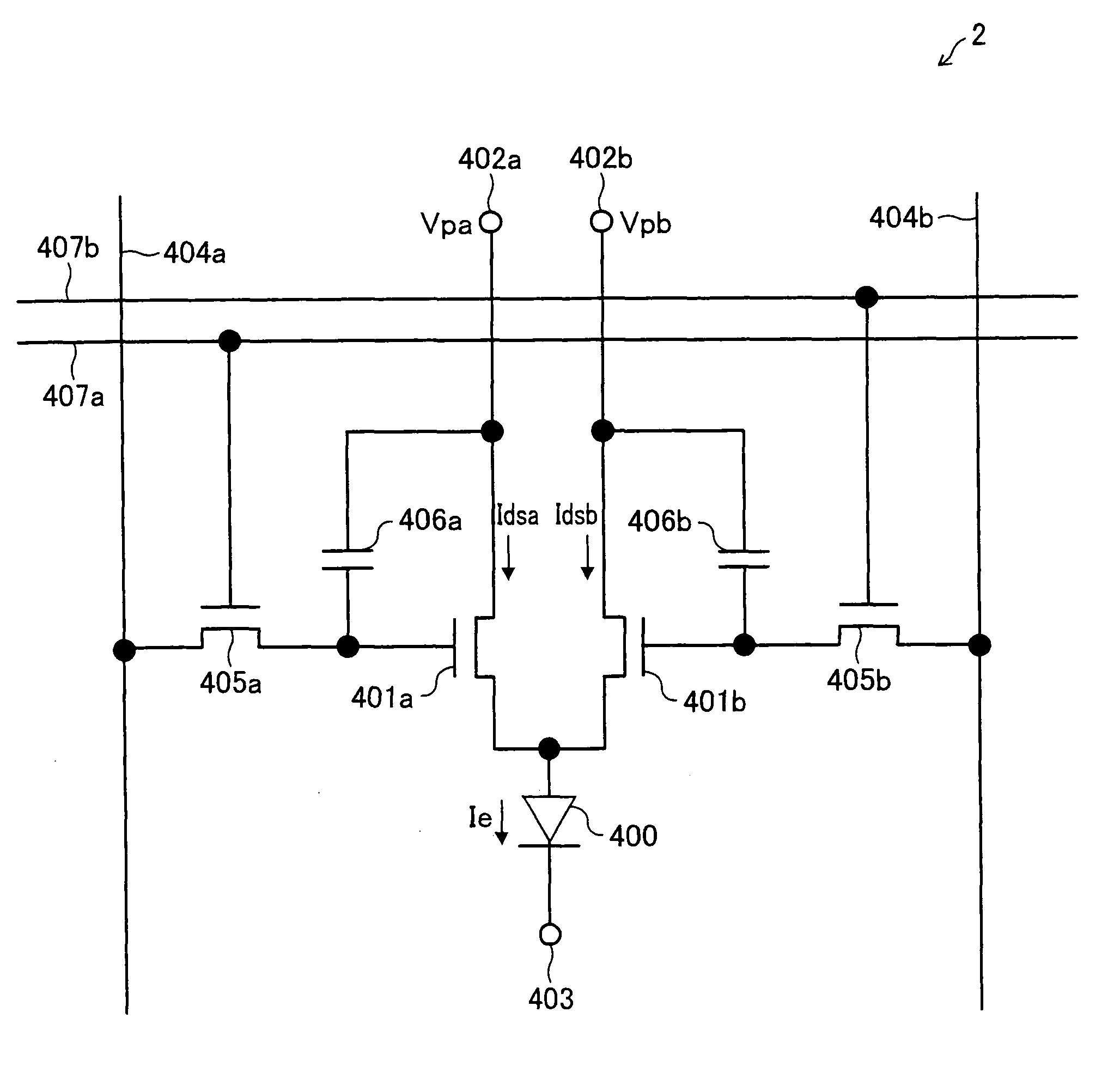 Pixel circuit including a first switching element section showing a saturation characteristic and a second switching element section showing a linear characteristic and display device including the pixel circuit