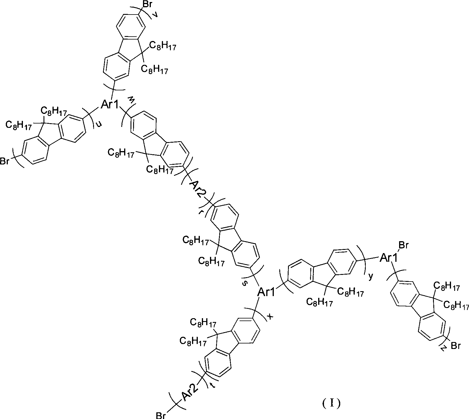 Hyperbranched poly-fluorene material containing space steric hindrance group and manufacture method thereof