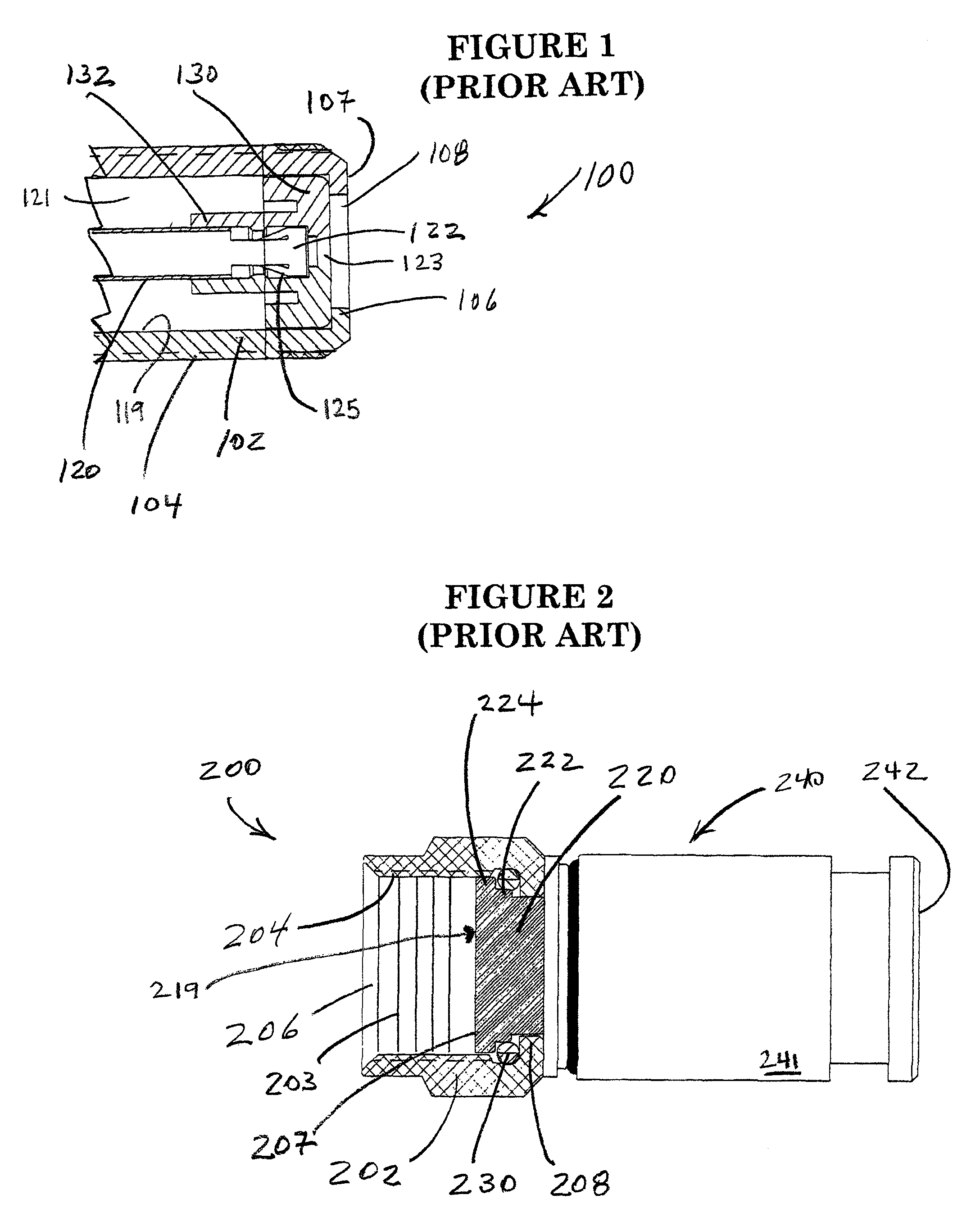 Moving part coaxial cable connectors