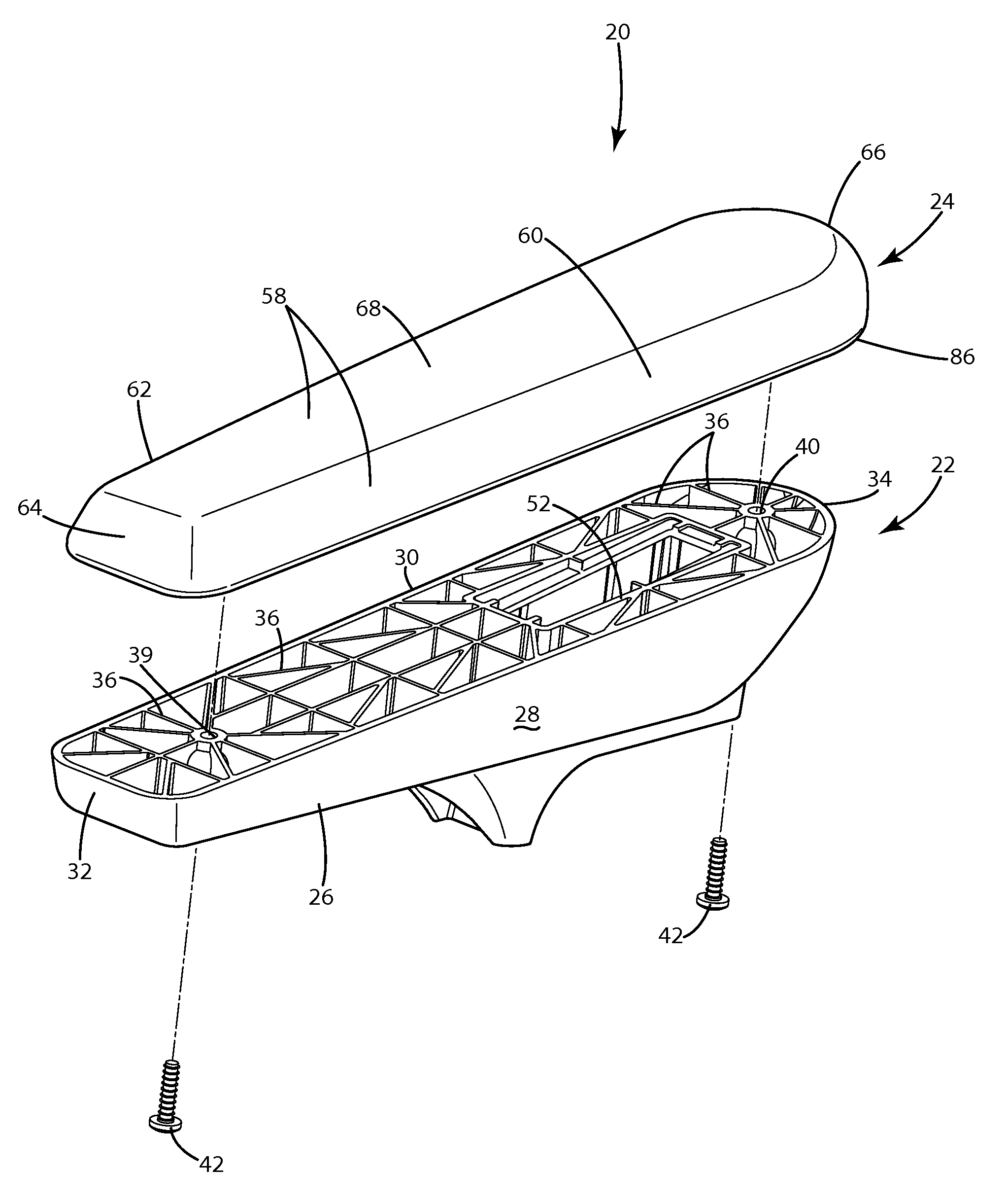 Armrest with interchangeable arm cap