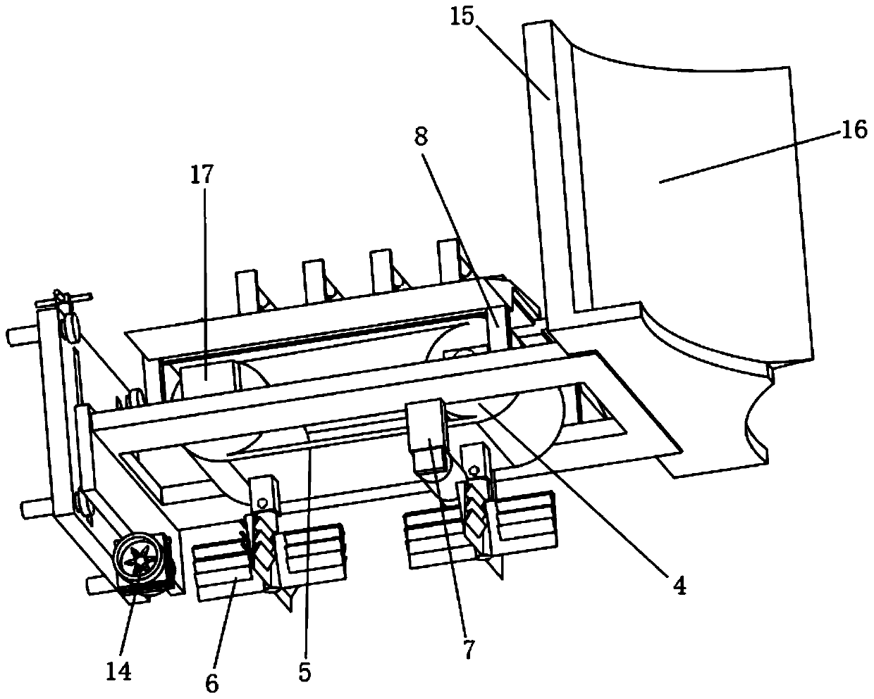 Vehicle-mounted snow shoveling device based on compression molding for railway track cleaning