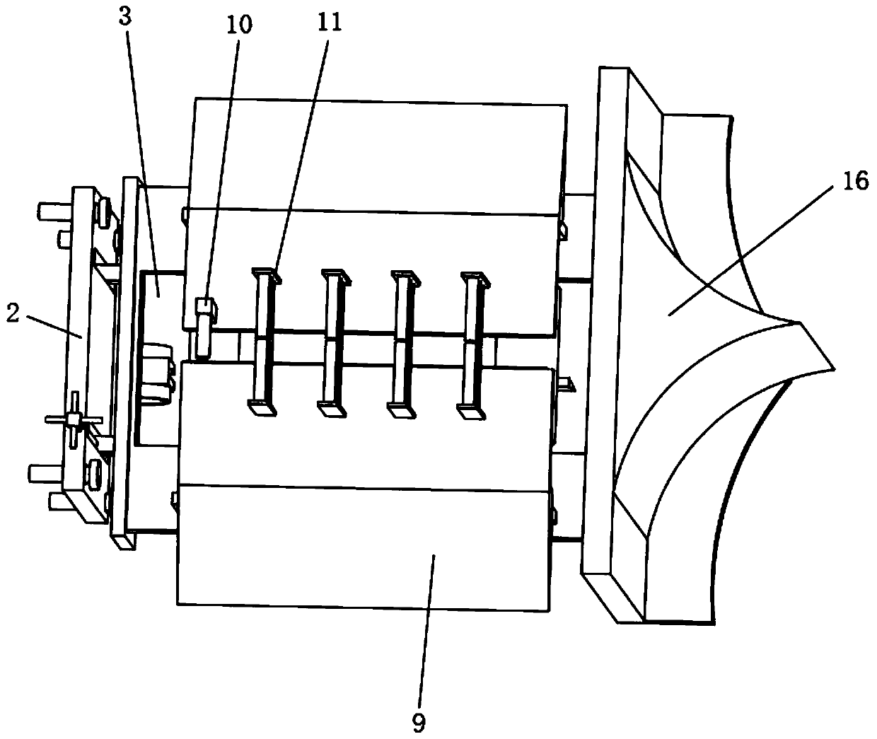 Vehicle-mounted snow shoveling device based on compression molding for railway track cleaning