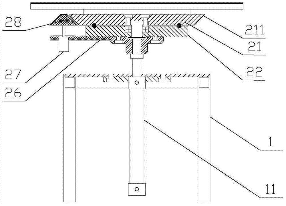 Checking platform with integral revolving and lifting function