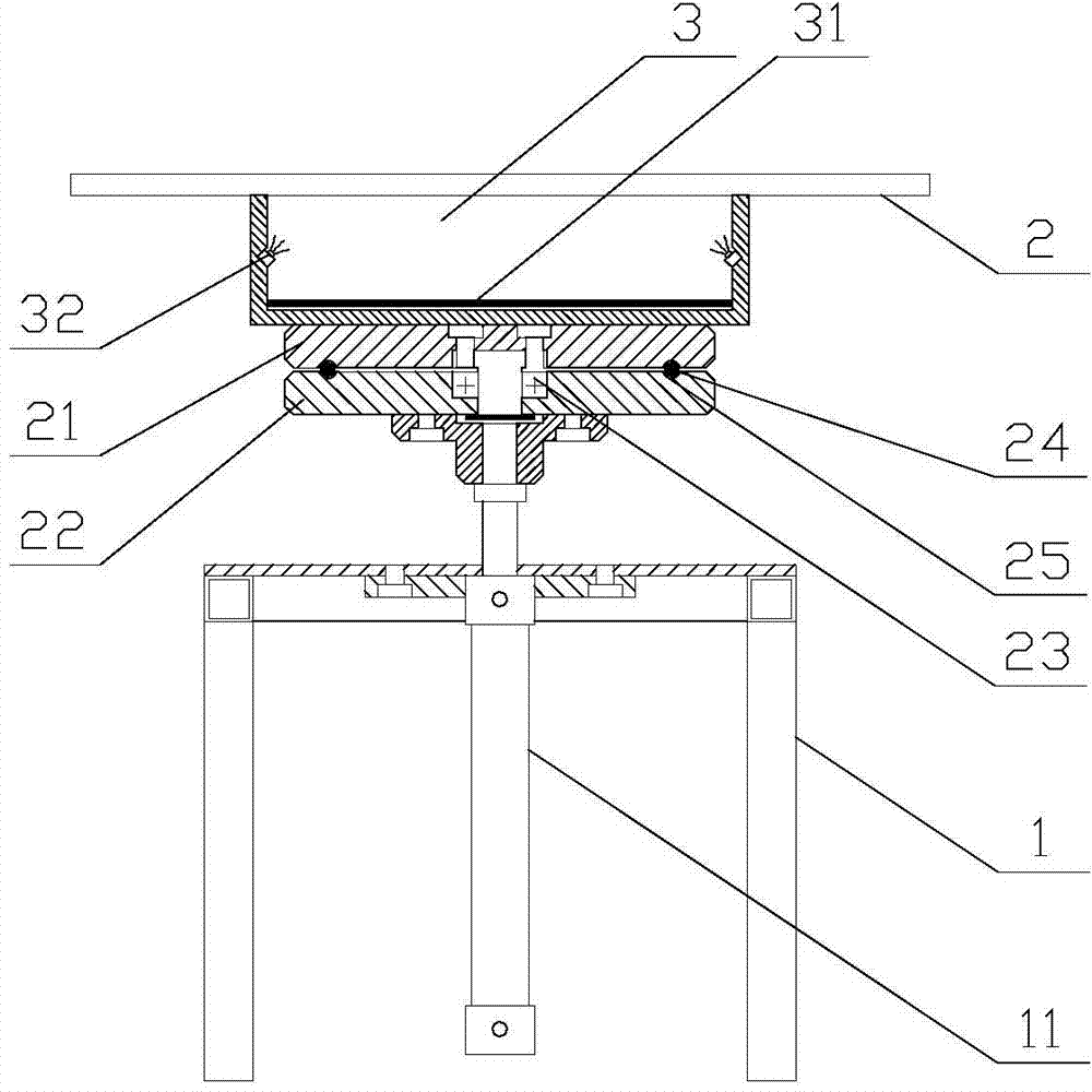 Checking platform with integral revolving and lifting function