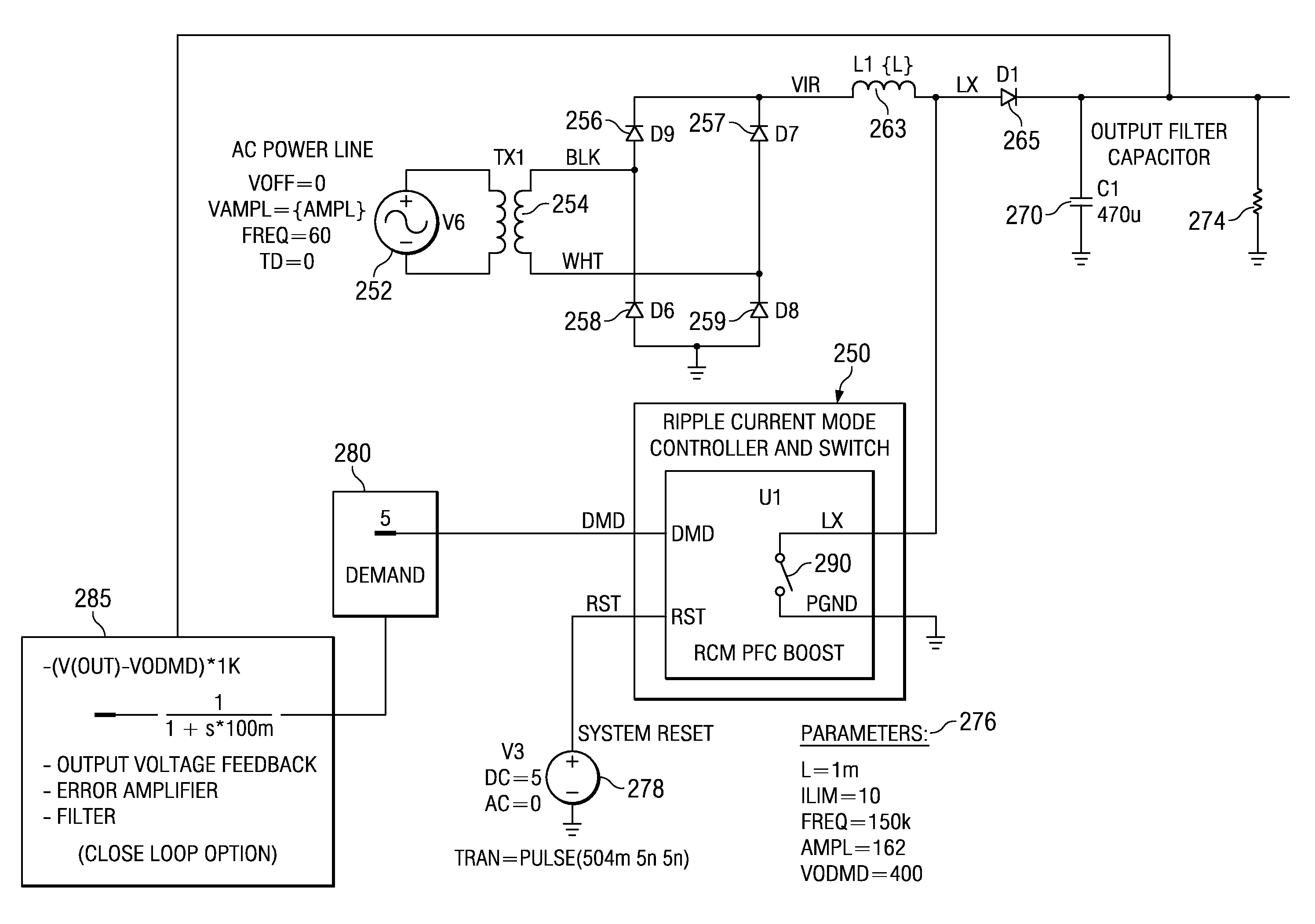 Method of power conversion and apparatus which achieves high power factor correction using ripple current mode control