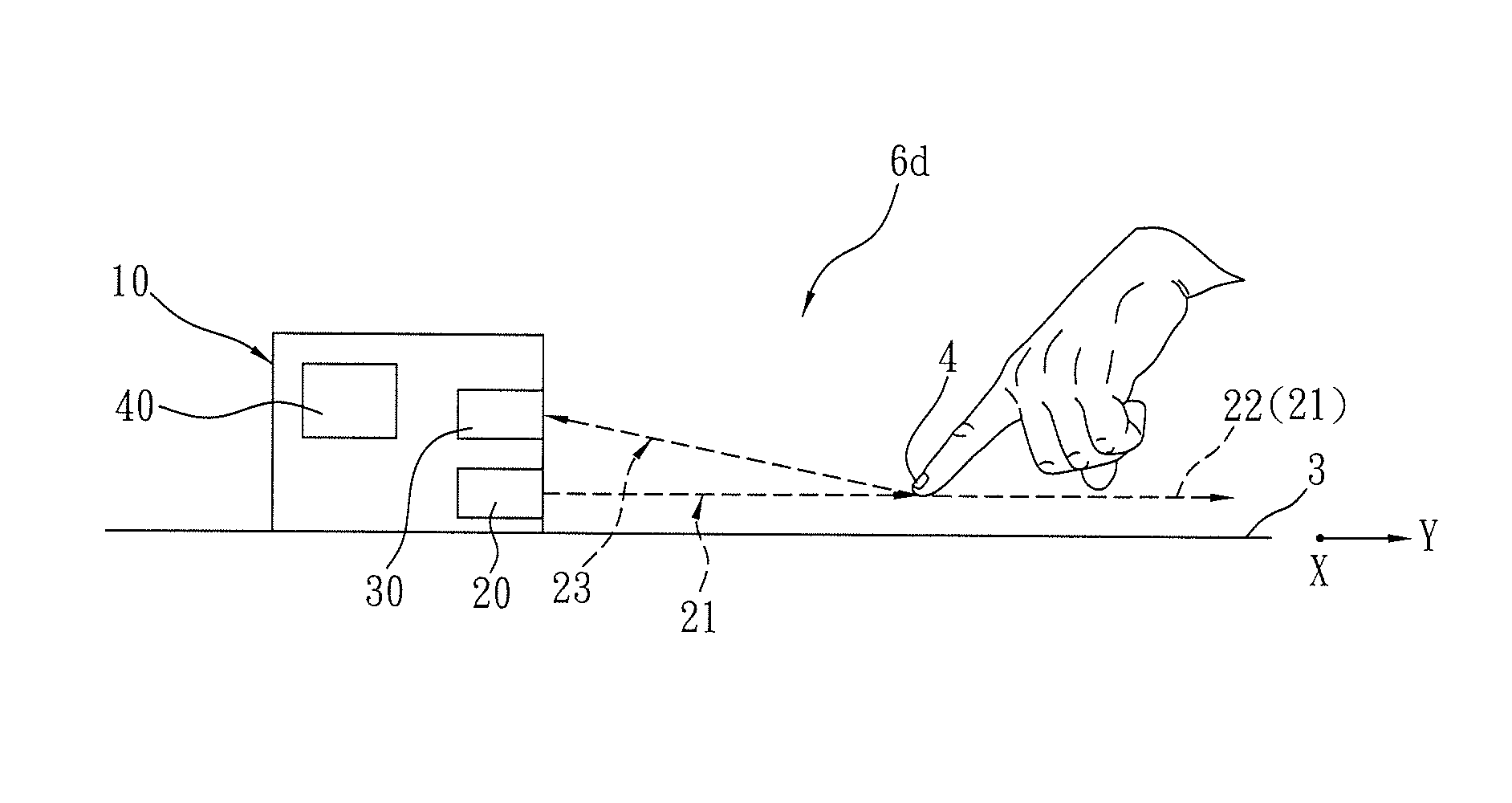 Virtual two-dimensional positioning module of input device and virtual device with the same