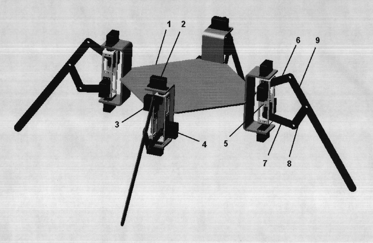 Omnidirectional quadruped walking mobile device based on hybrid connected mechanism