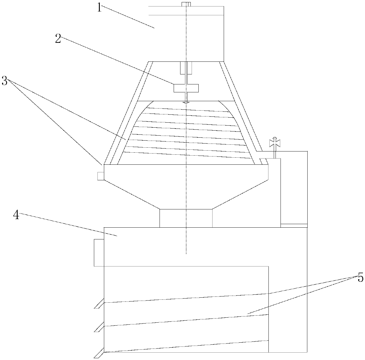 Device for preparing metal amorphous powder through ultrasonic atomization recooling method