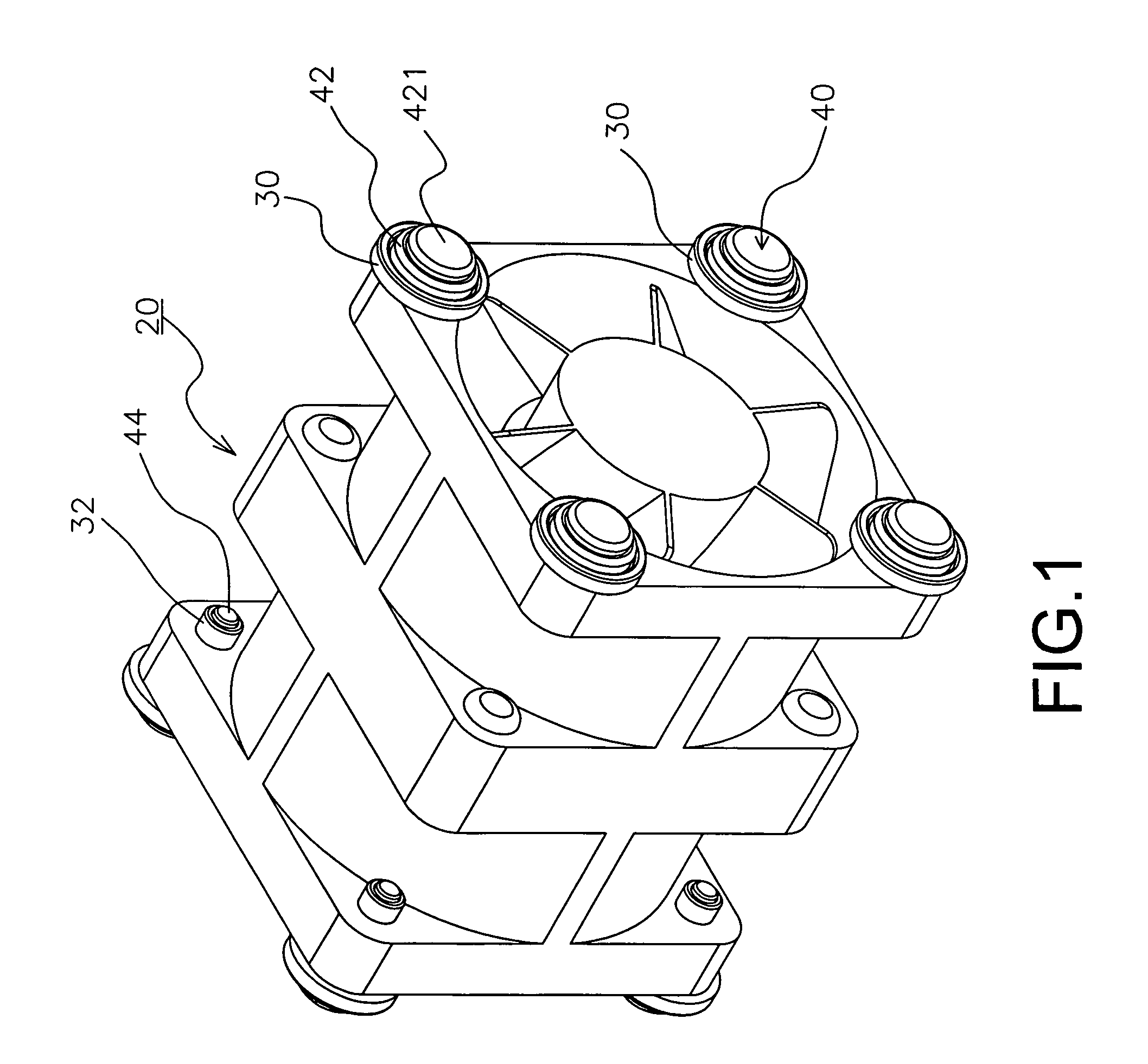 Vibration absorption device for a fan