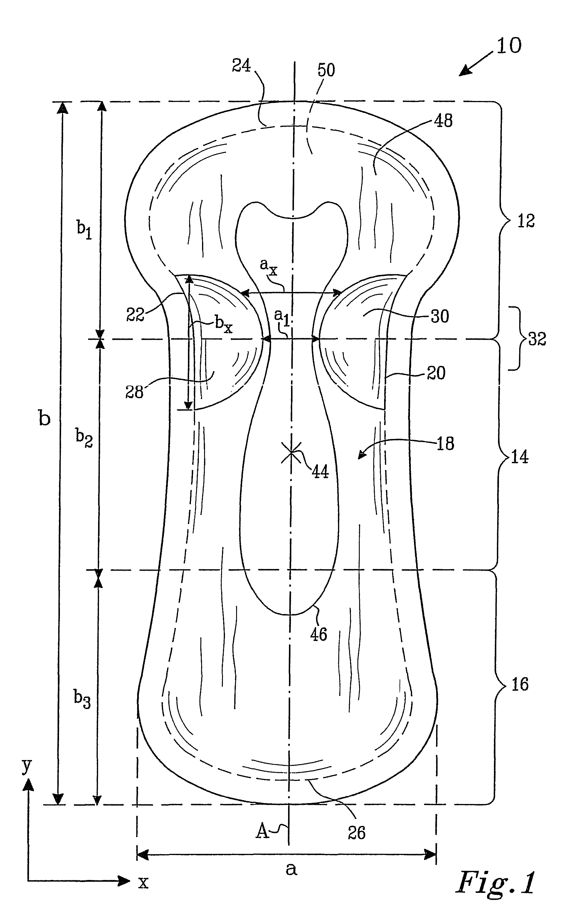 Absorbent article having absorbent core including regions of lower thickness