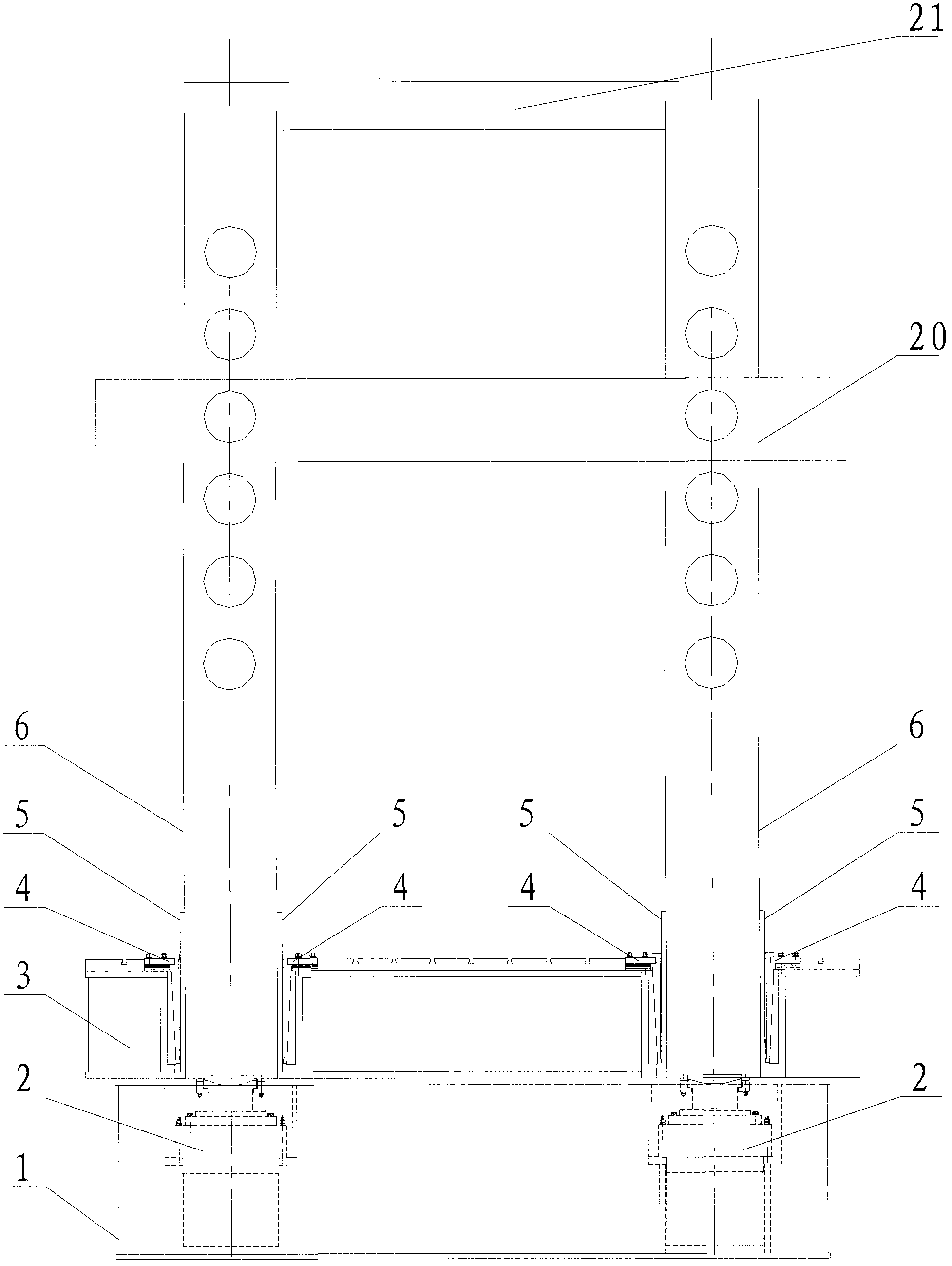 Test device for vertical imposed load of hydraulic support