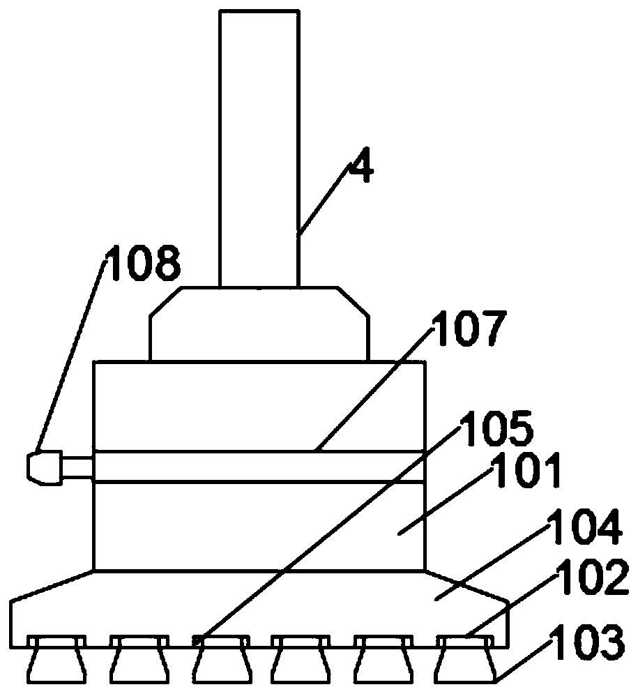 A glue spraying device of a packing box glue coating machine