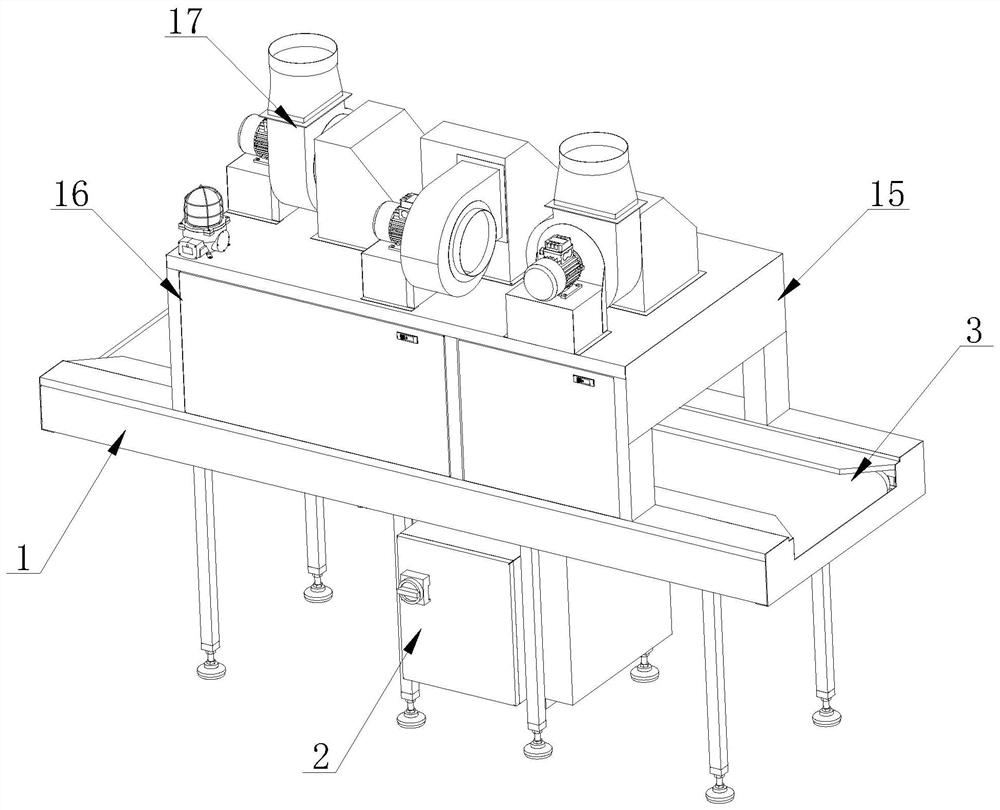 A green and environment-friendly infrared sterilizing fruit and vegetable drying device