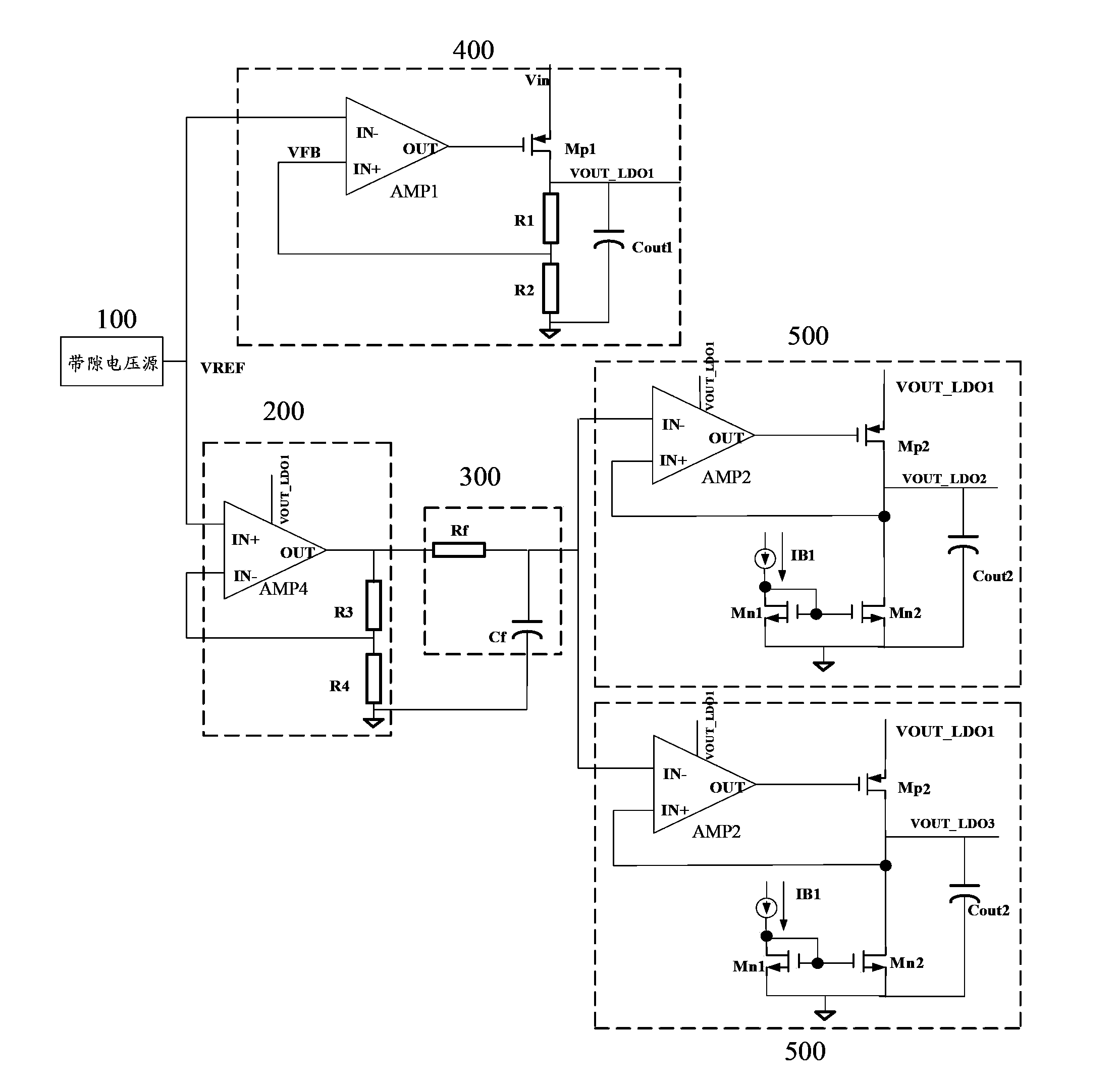 High-power supply rejection ratio, low-noise low-voltage difference linear voltage stabilizer