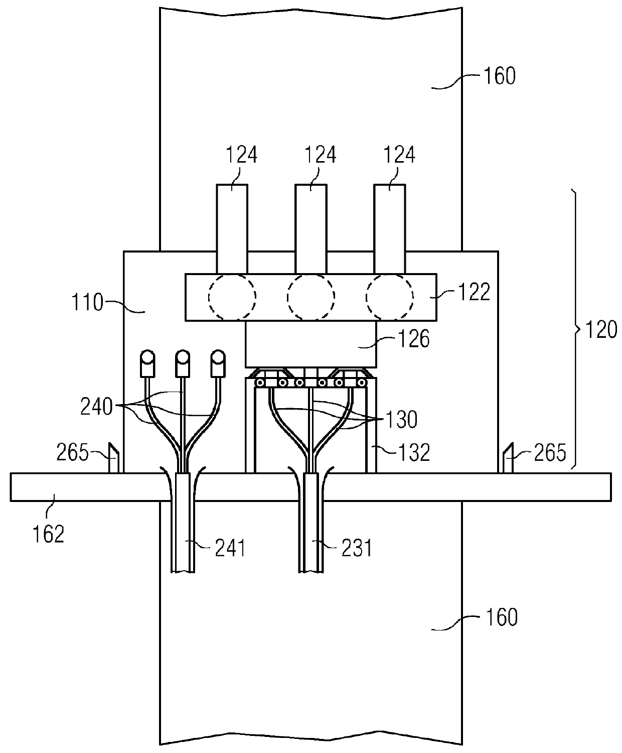 Single piece electric assembly for connecting an off-shore wind turbine with an electric subsea cable, wind turbine, wind turbine cluster and method for mounting such an electric assembly to a wind turbine tower