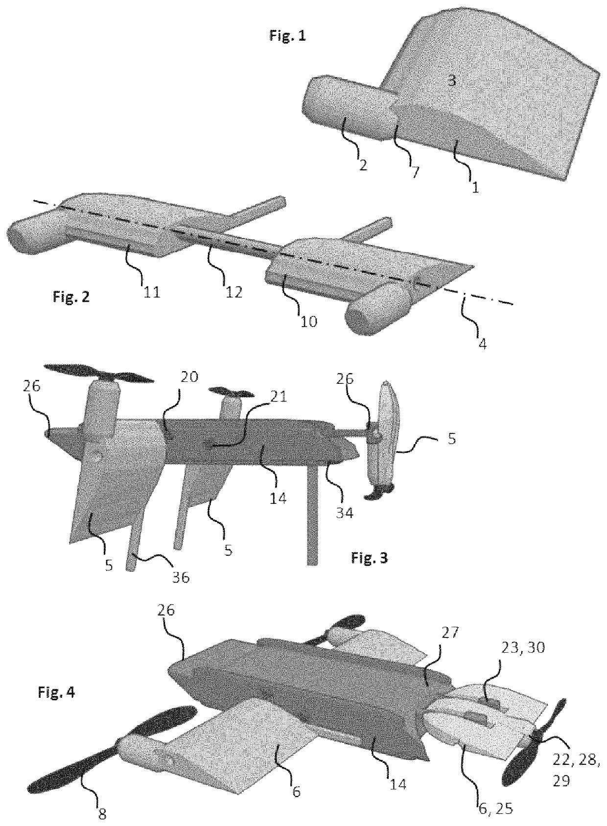 Multicopter with passively-adjusting tiltwing