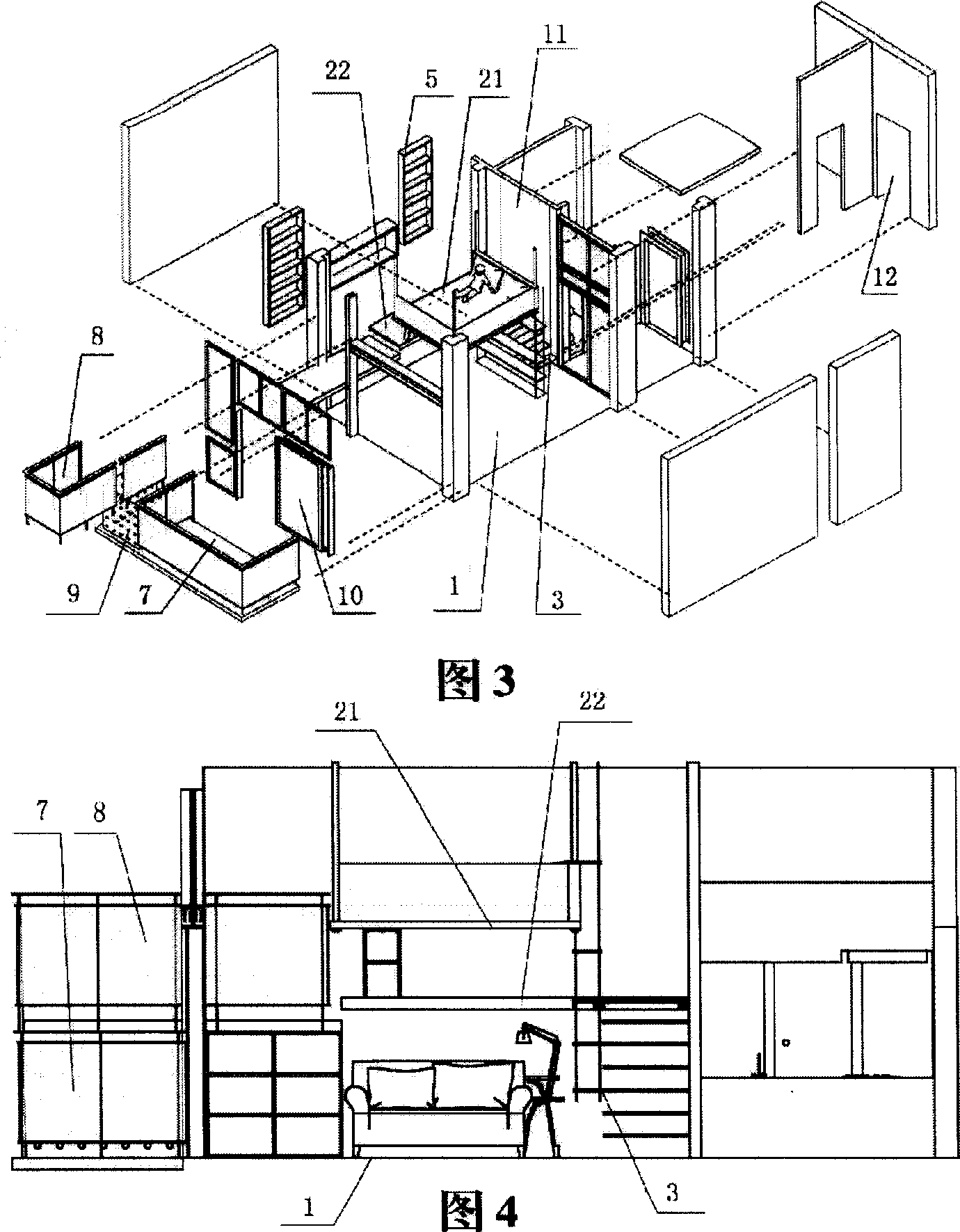 Spatial hotel type rooming houses