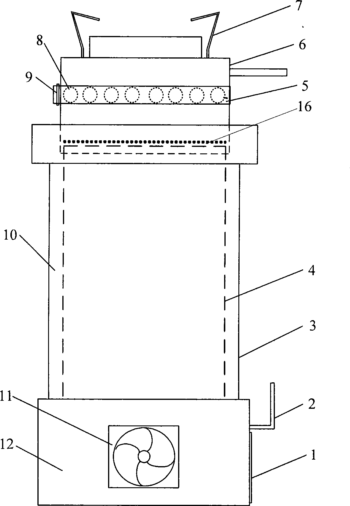 Novel biomass gasification combustion furnace for door