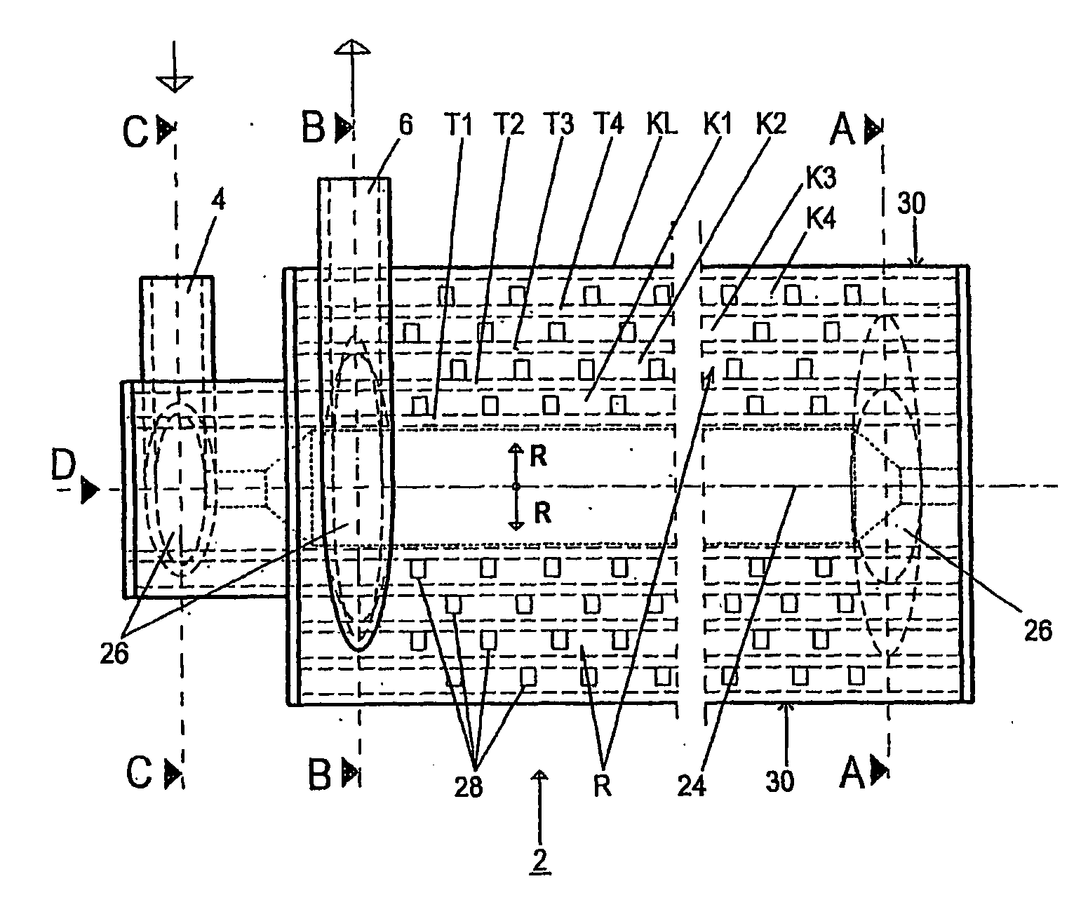 Device for the treatment of a liquid or gaseous medium by means of uv radiation