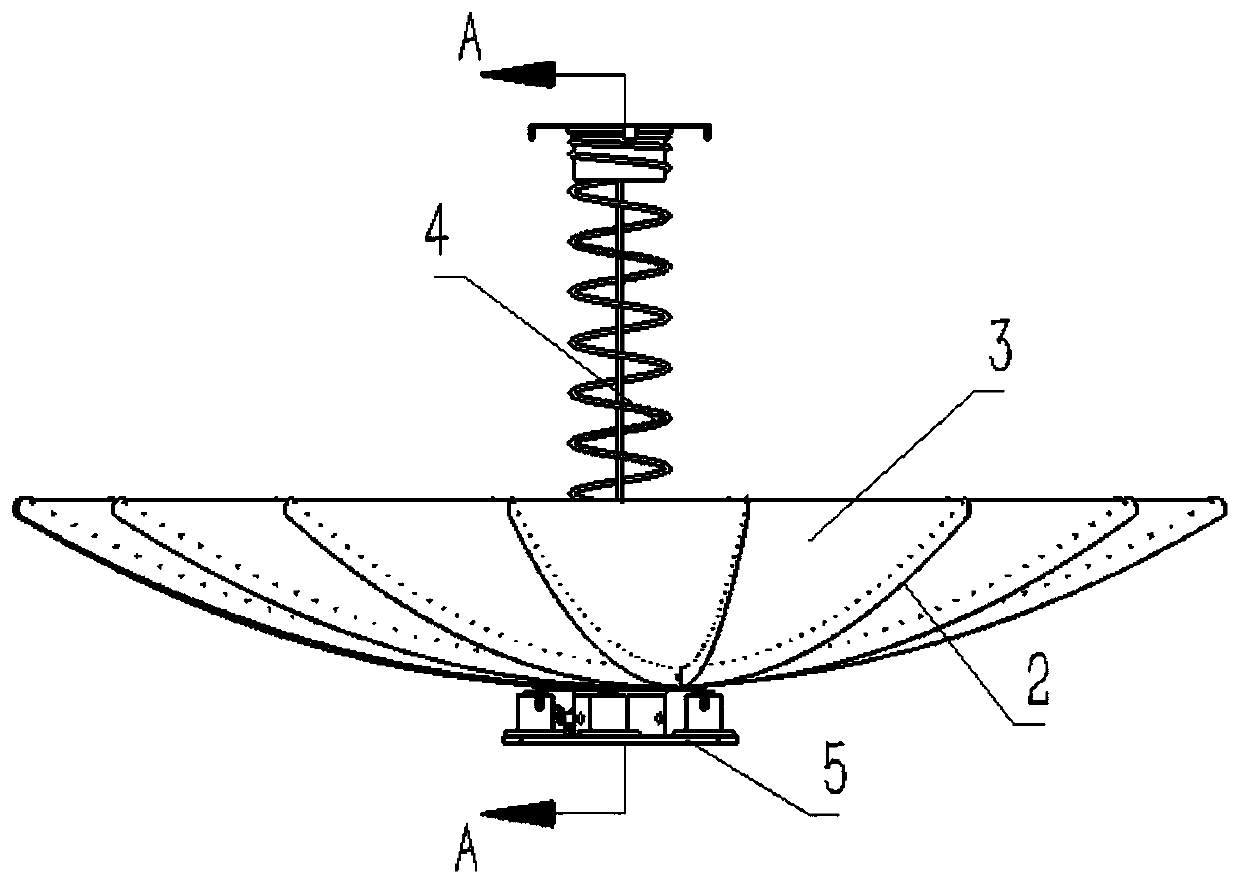 High storage ratio winding rib type deployable antenna structure