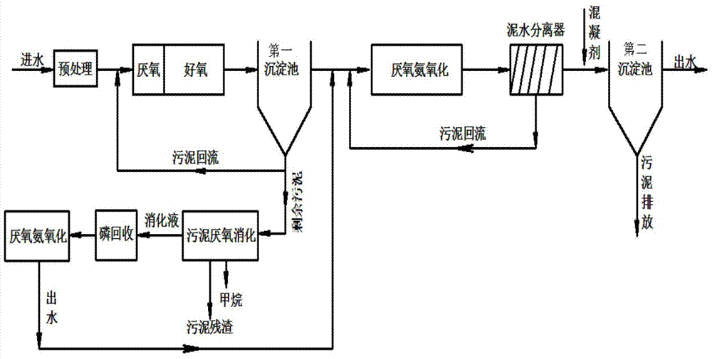 A sewage treatment process