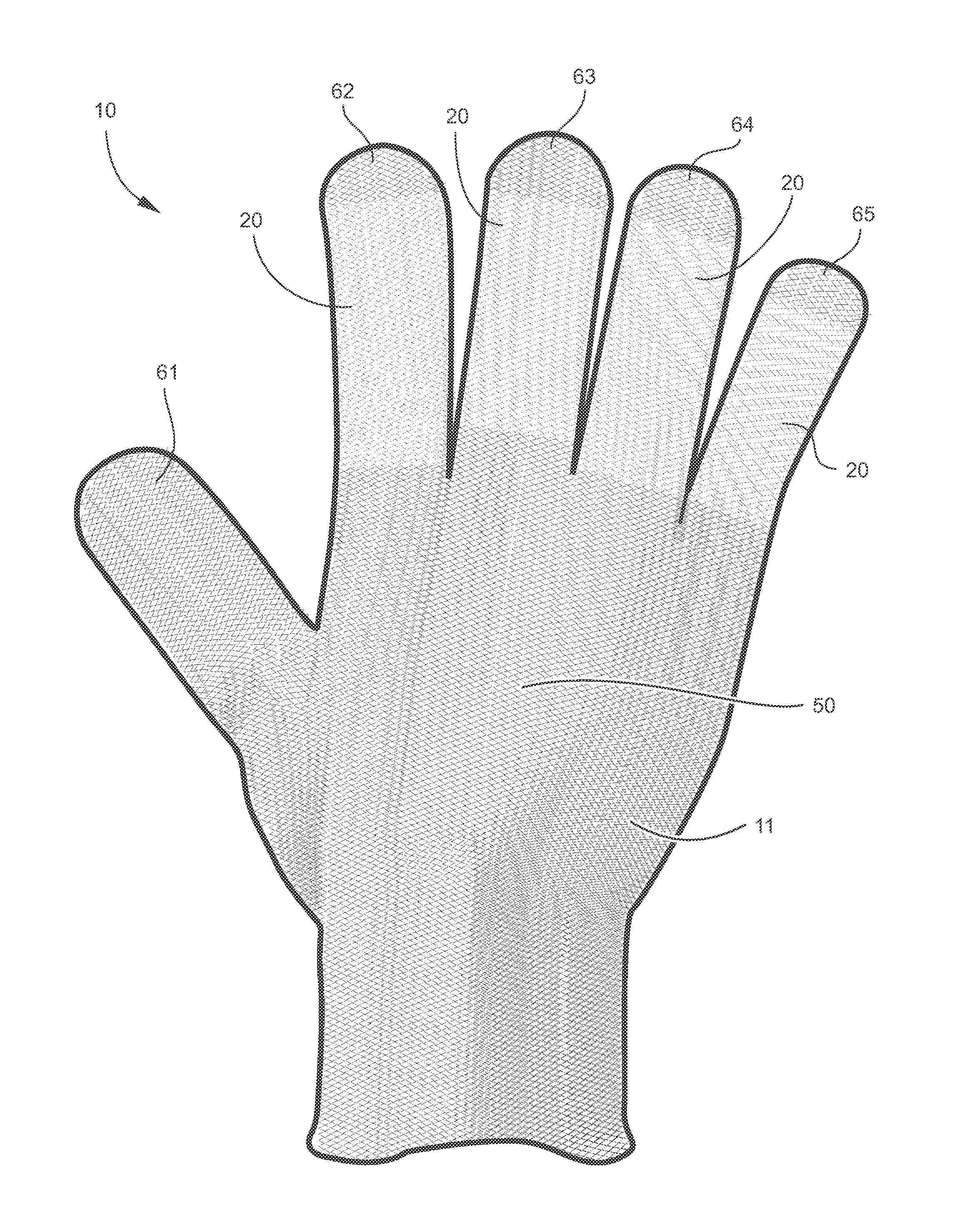 Protective glove with enhanced exterior sections