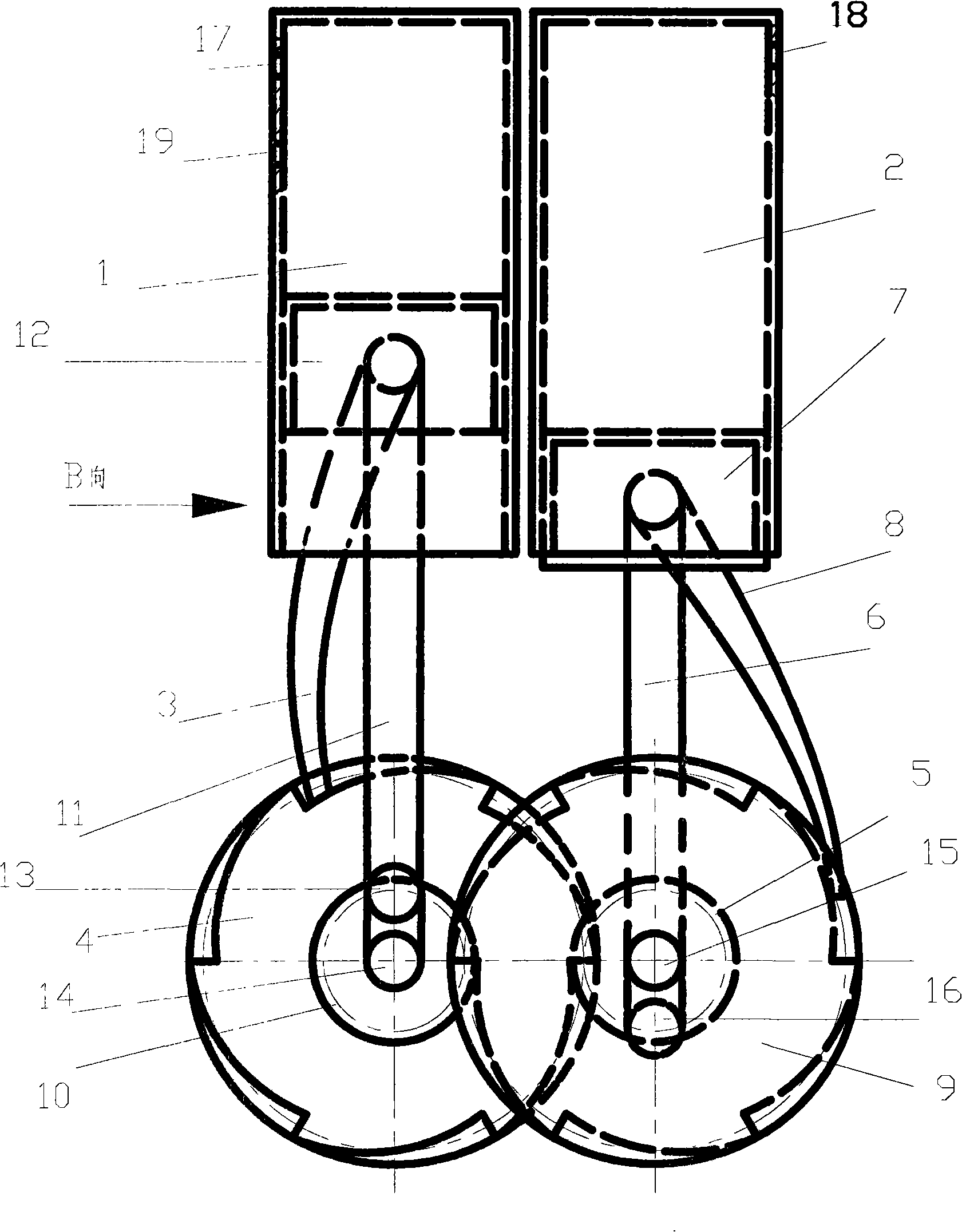 Double-cylinder mutual pressuring prime motor