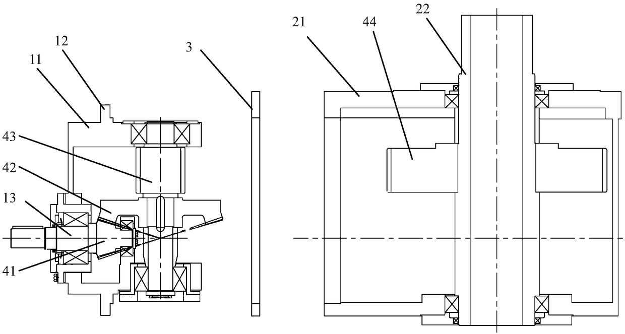 Gear box structure with variable center distance and method thereof