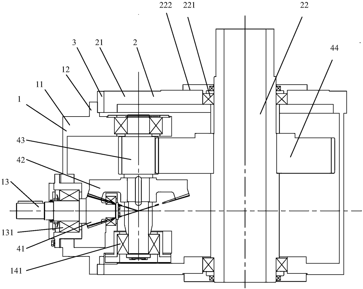 Gear box structure with variable center distance and method thereof