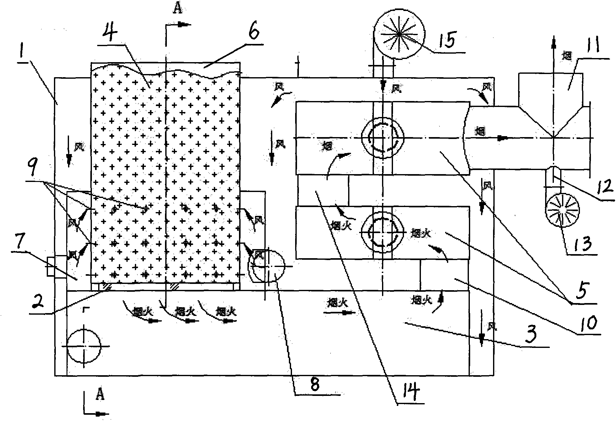 Cabinet type biomass hot blast stove