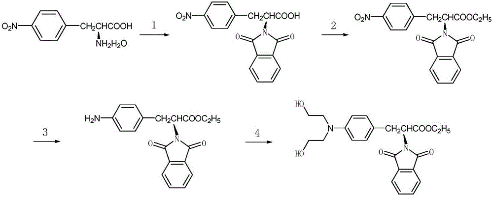 Synthesis process of N-paraphthalyl(diethanol)amino-L-phenylalanine ethyl ester