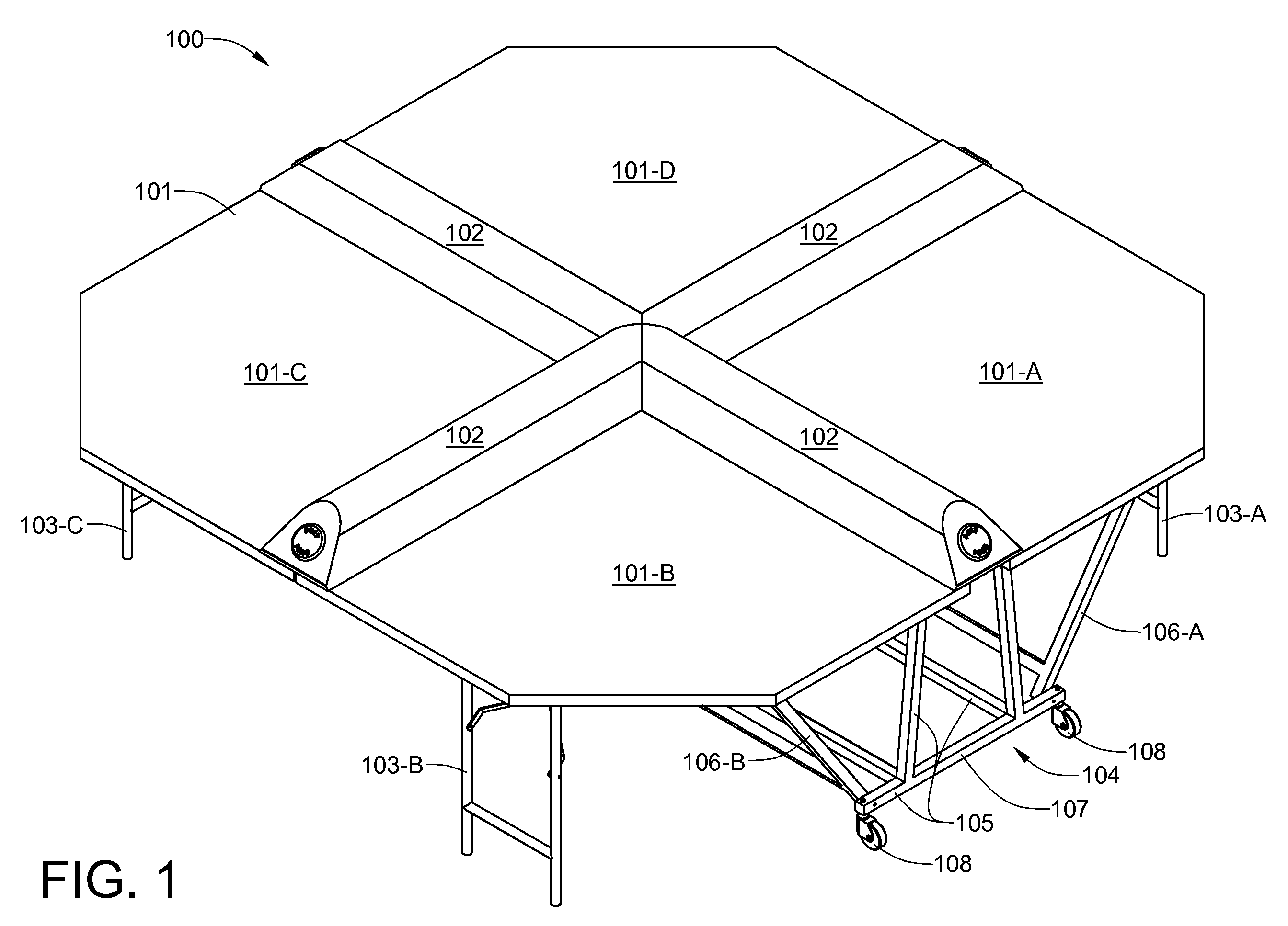 Table tennis game having a playing surface divided into multiple independent playing stations by intersecting rigid barriers