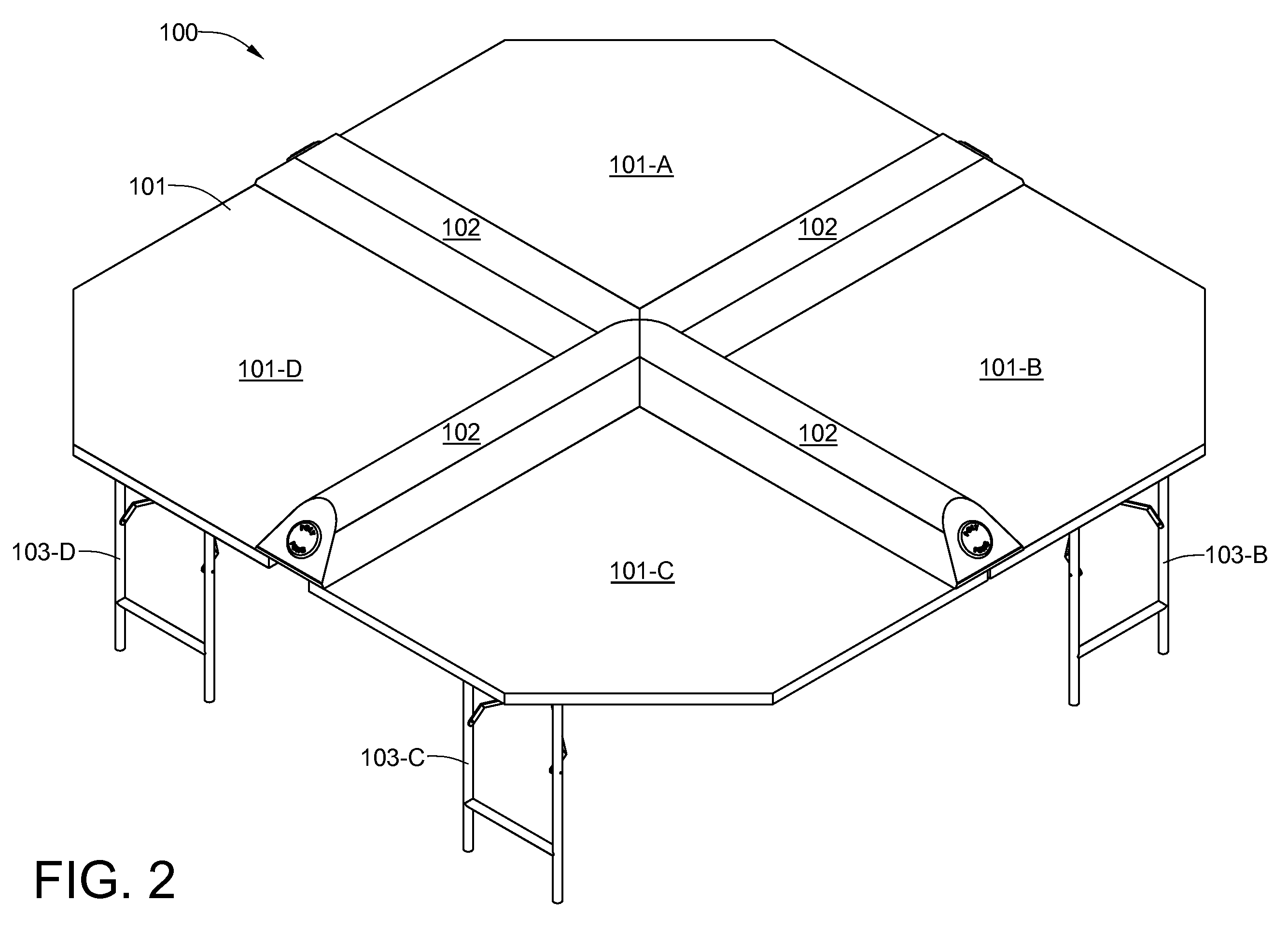 Table tennis game having a playing surface divided into multiple independent playing stations by intersecting rigid barriers