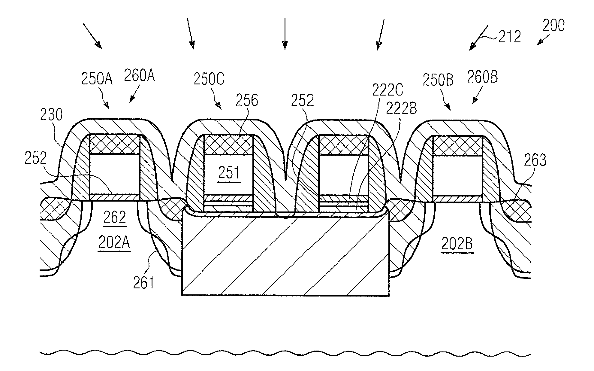 Buried etch stop layer in trench isolation structures for superior surface planarity in densely packed semiconductor devices