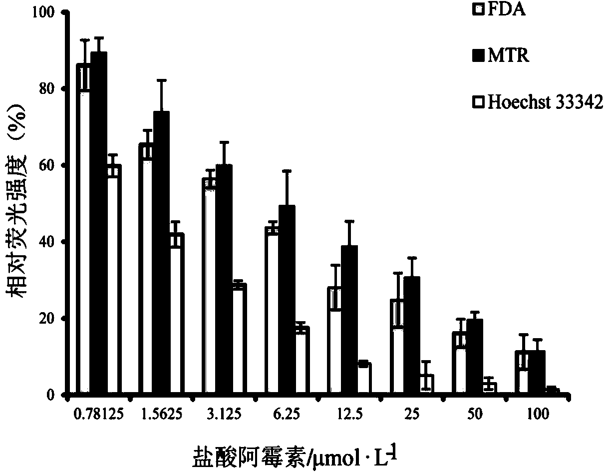 Method for screening DOX (doxorubicin)-nephrotoxicity-resistant active substances through three-color fluorescence labeling