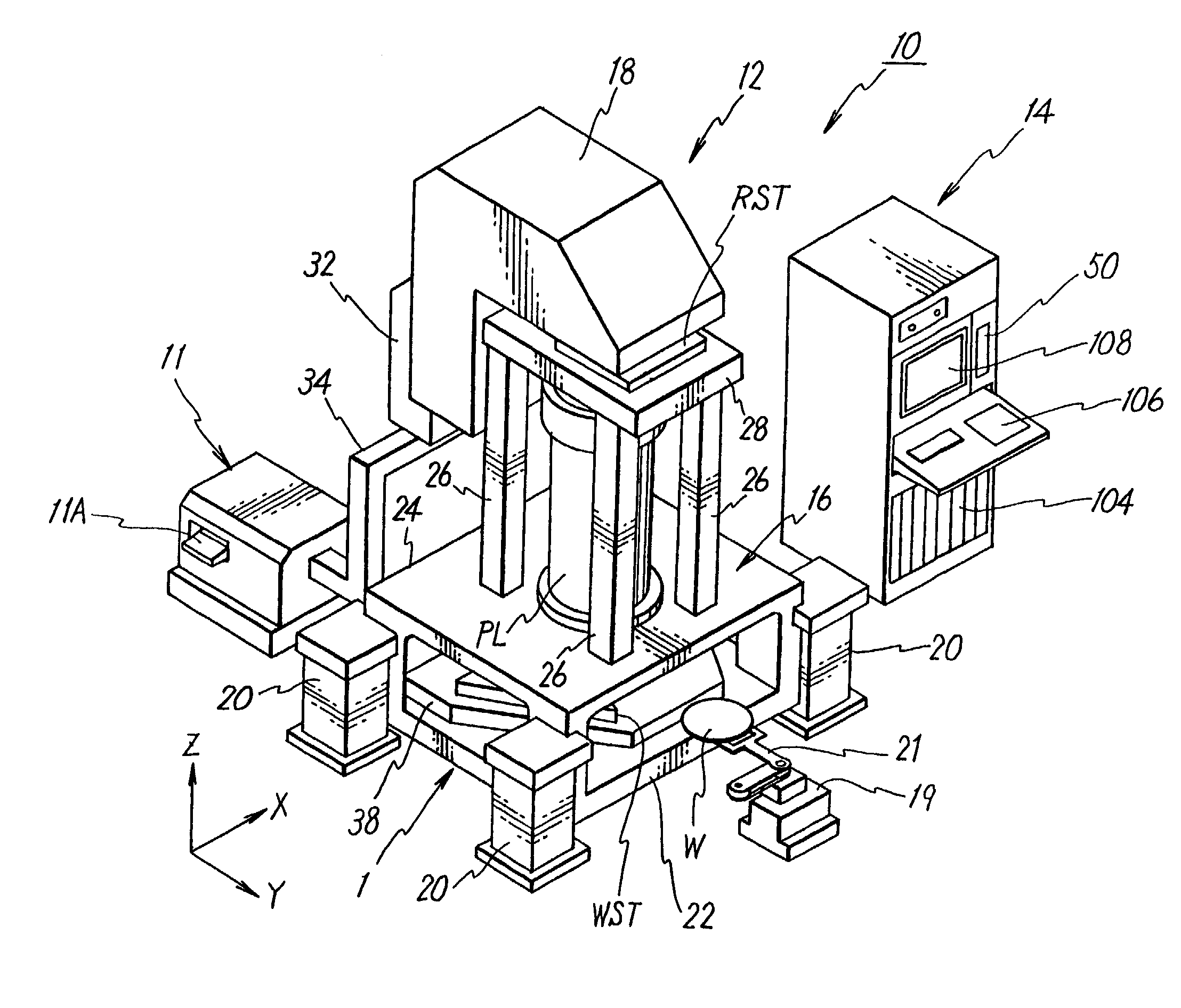 Stage apparatus, scanning type exposure apparatus, and device produced with the same