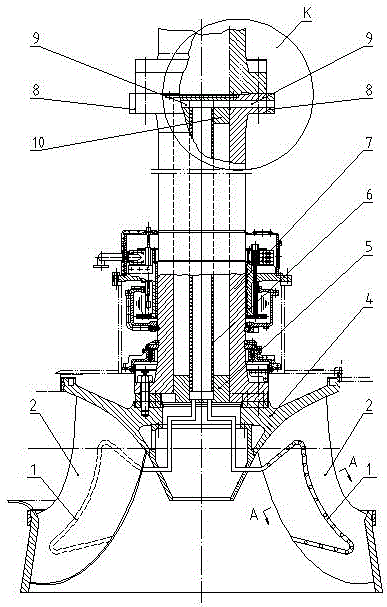 Air supplementing structure for runner blades for water turbine