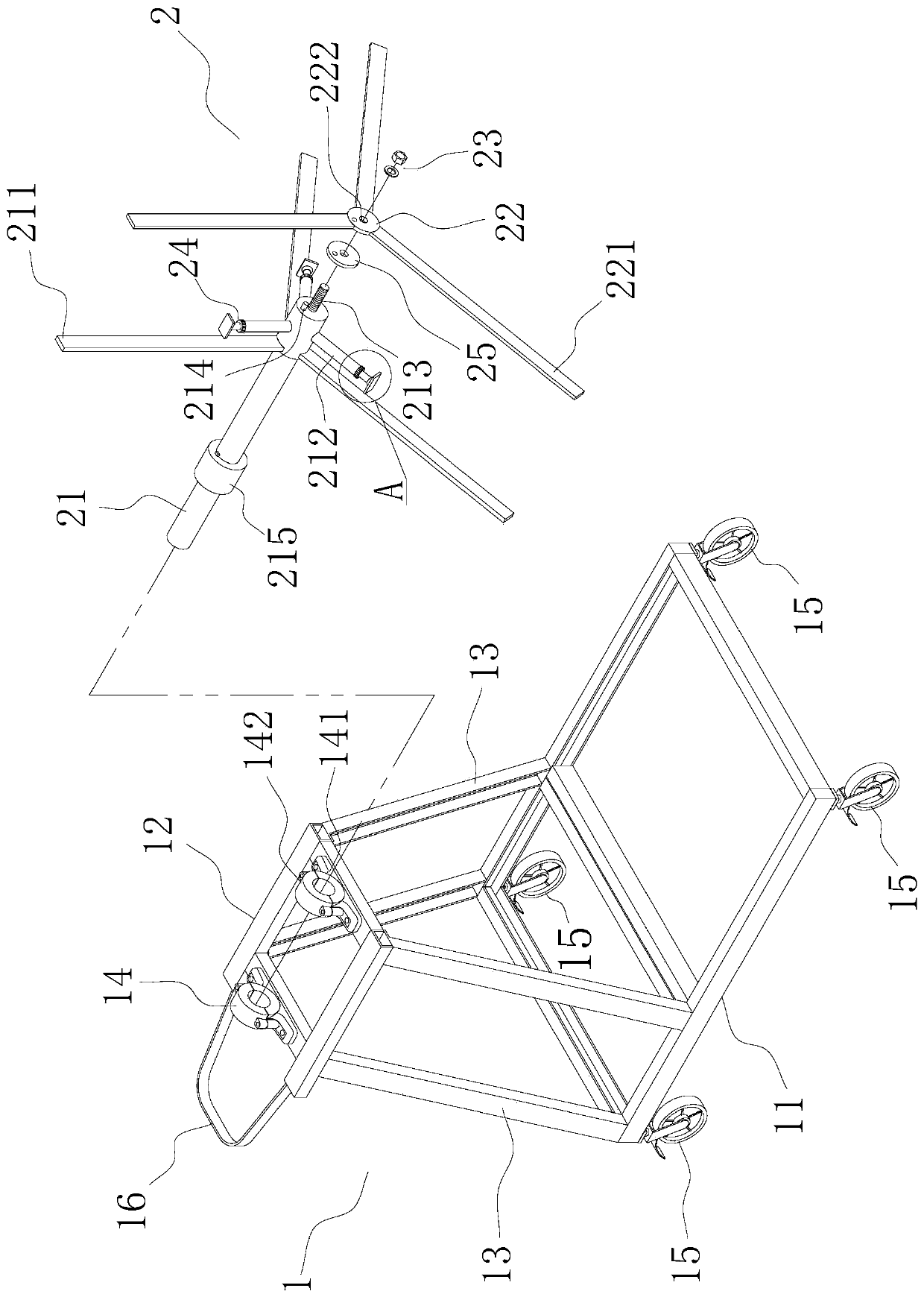 A movable and adjustable unwinding device