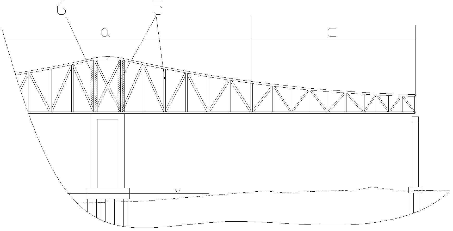 Through prestress steel truss and concrete combined continuous steel structure bridge and construction method thereof