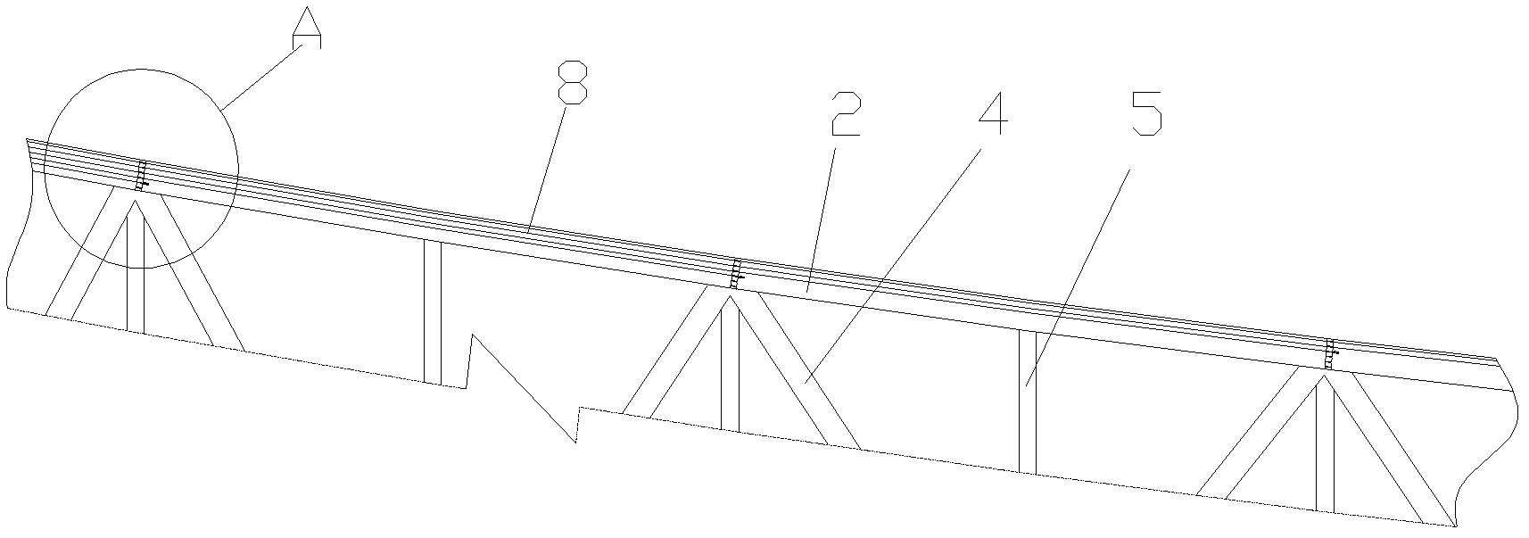 Through prestress steel truss and concrete combined continuous steel structure bridge and construction method thereof