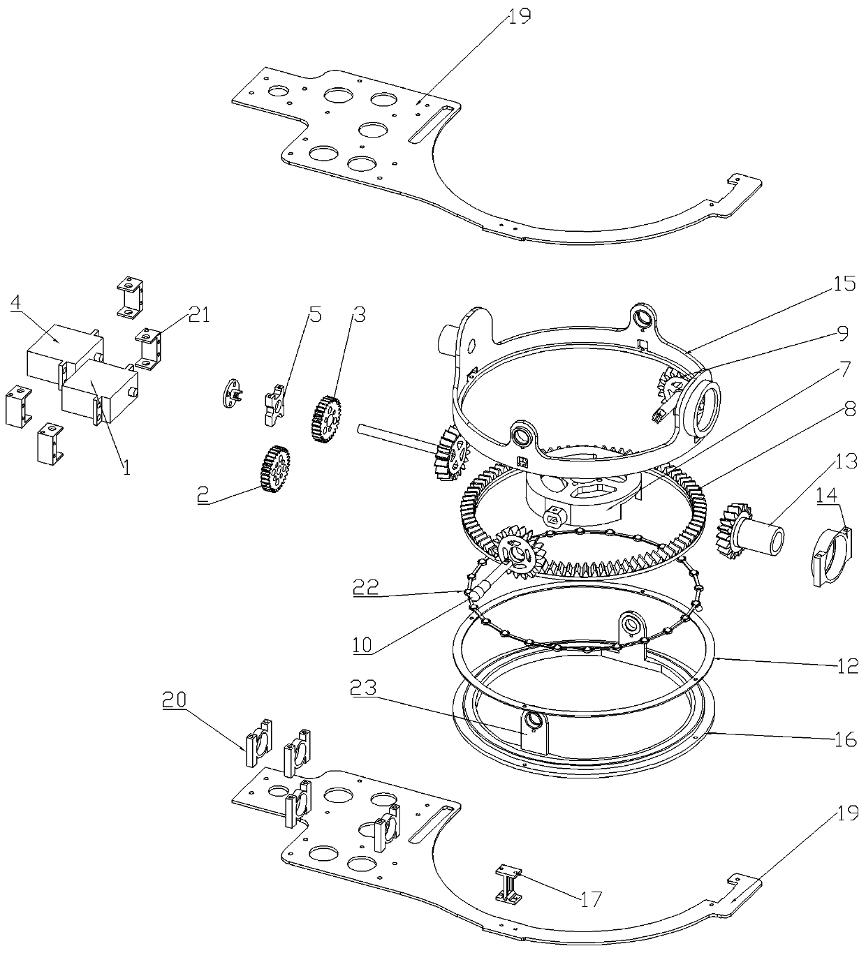 A Two-axis Swing Mechanism Based on Transmission Gear Ring Structure